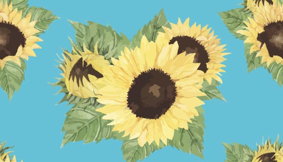 手绘向日葵背景矢量素材(EPS)