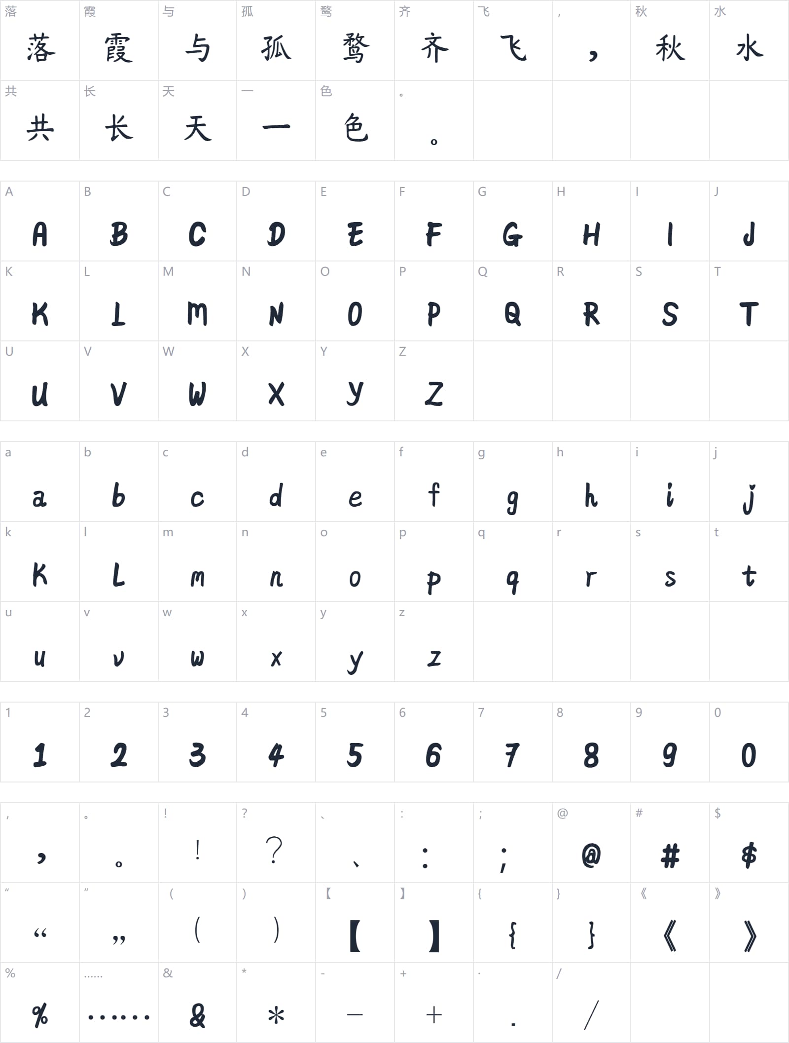 鼎猎珠海体字符映射图