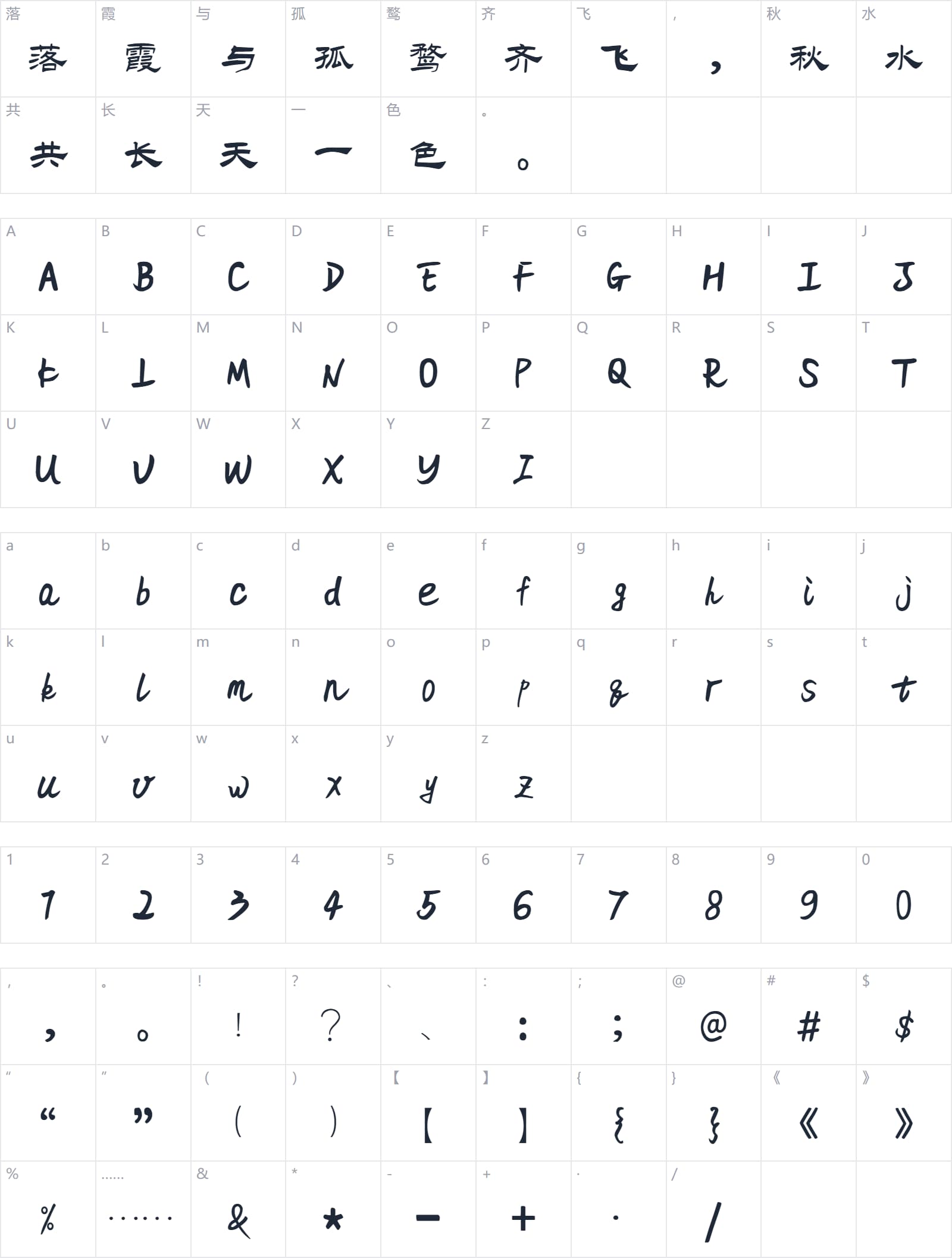 鼎猎客家体字符映射图