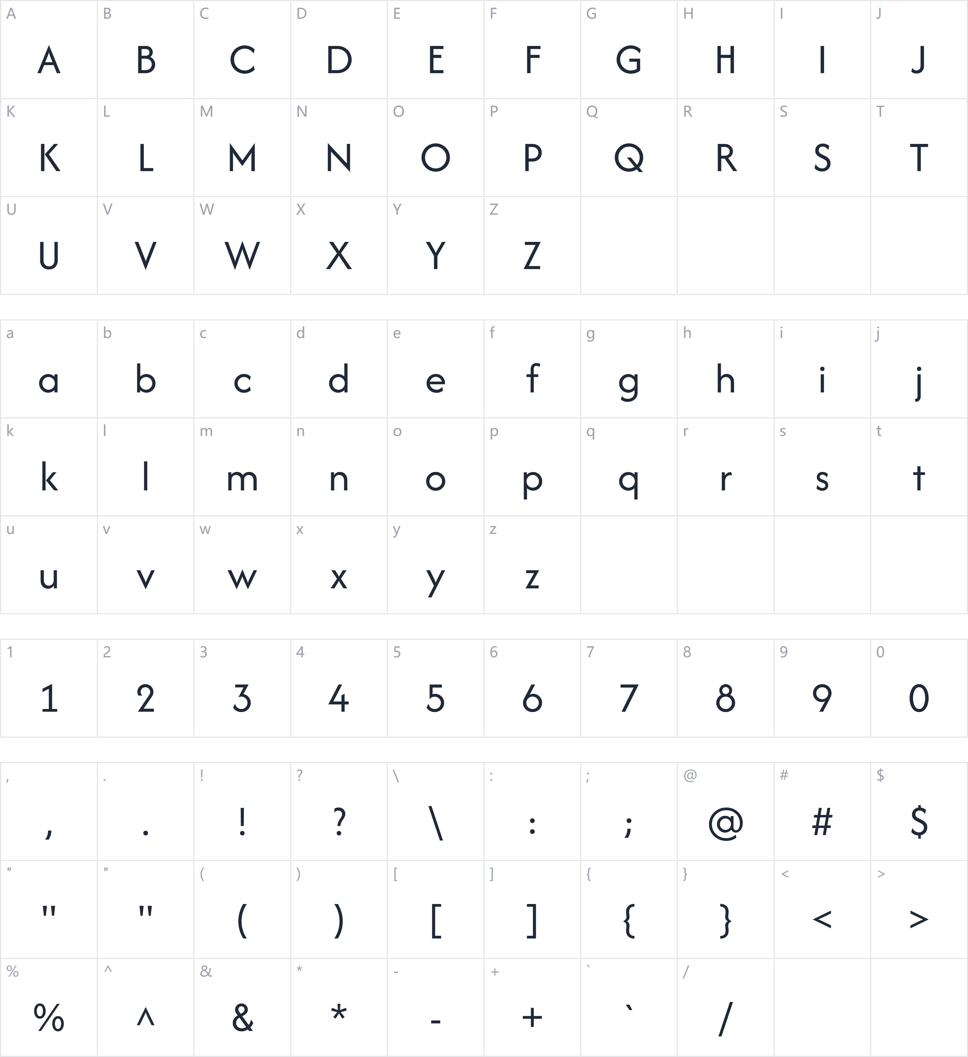 Afacad Flux字符映射图