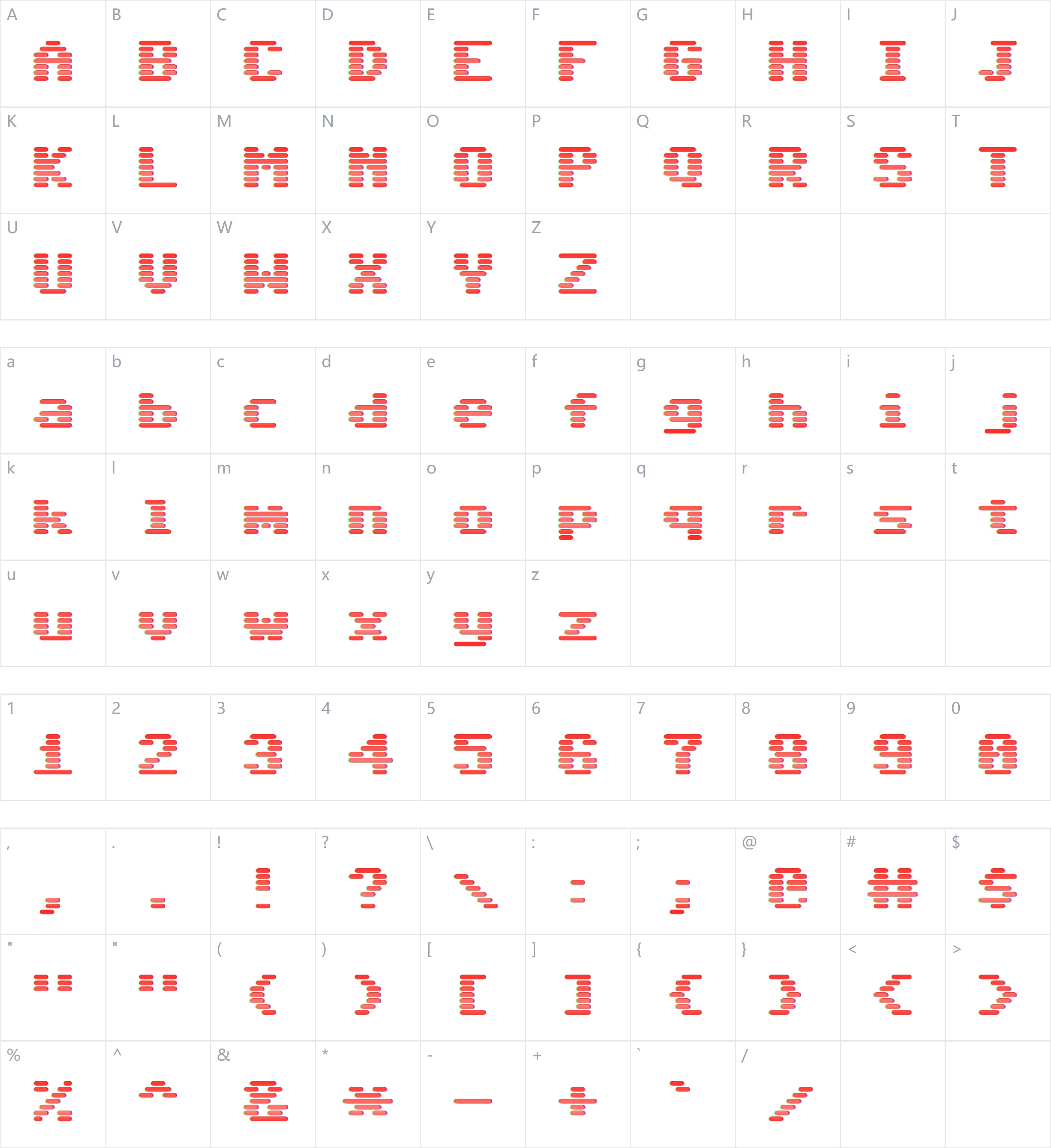 Sixtyfour Convergence字符映射图