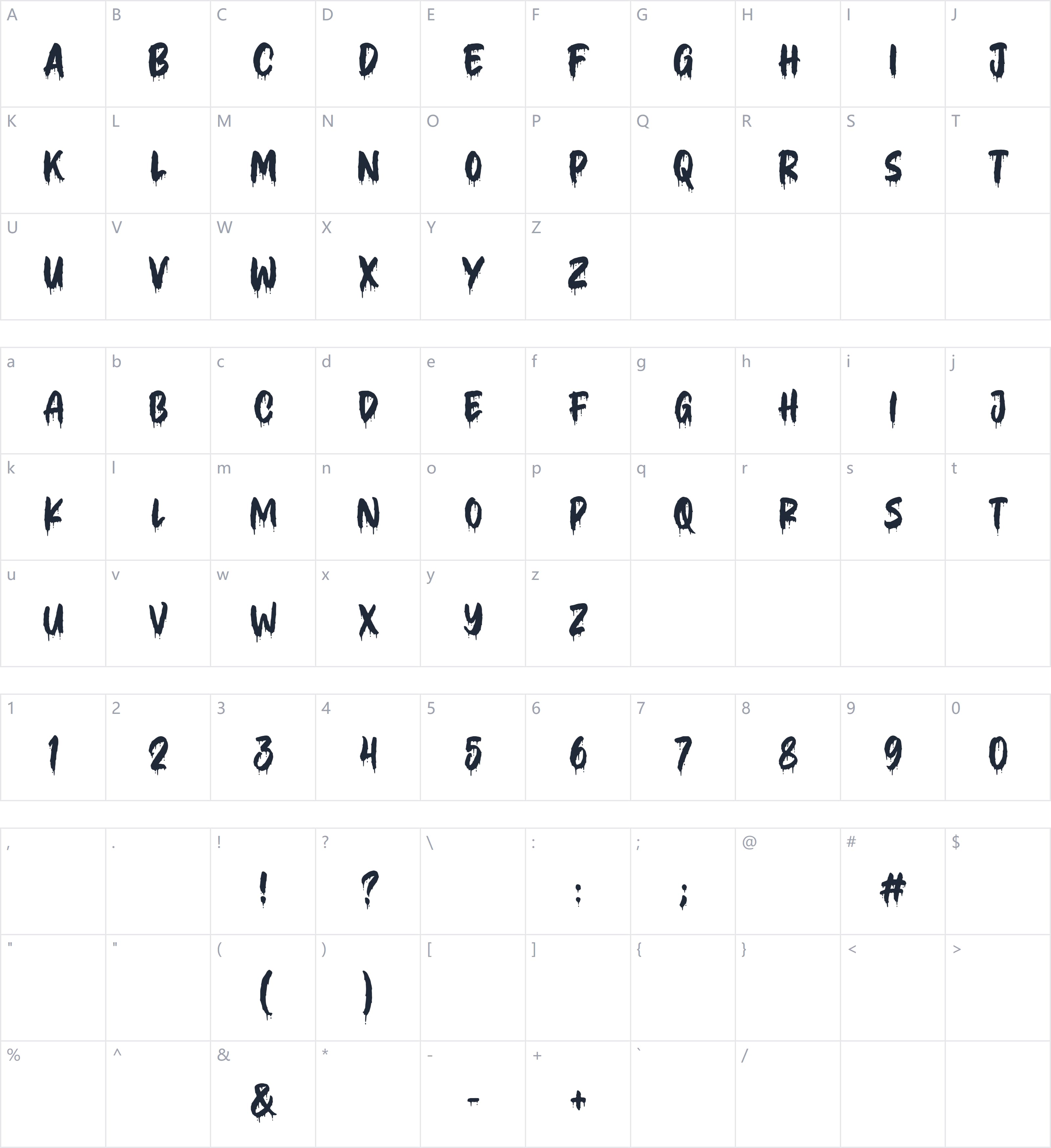 Bloody Scary字符映射图