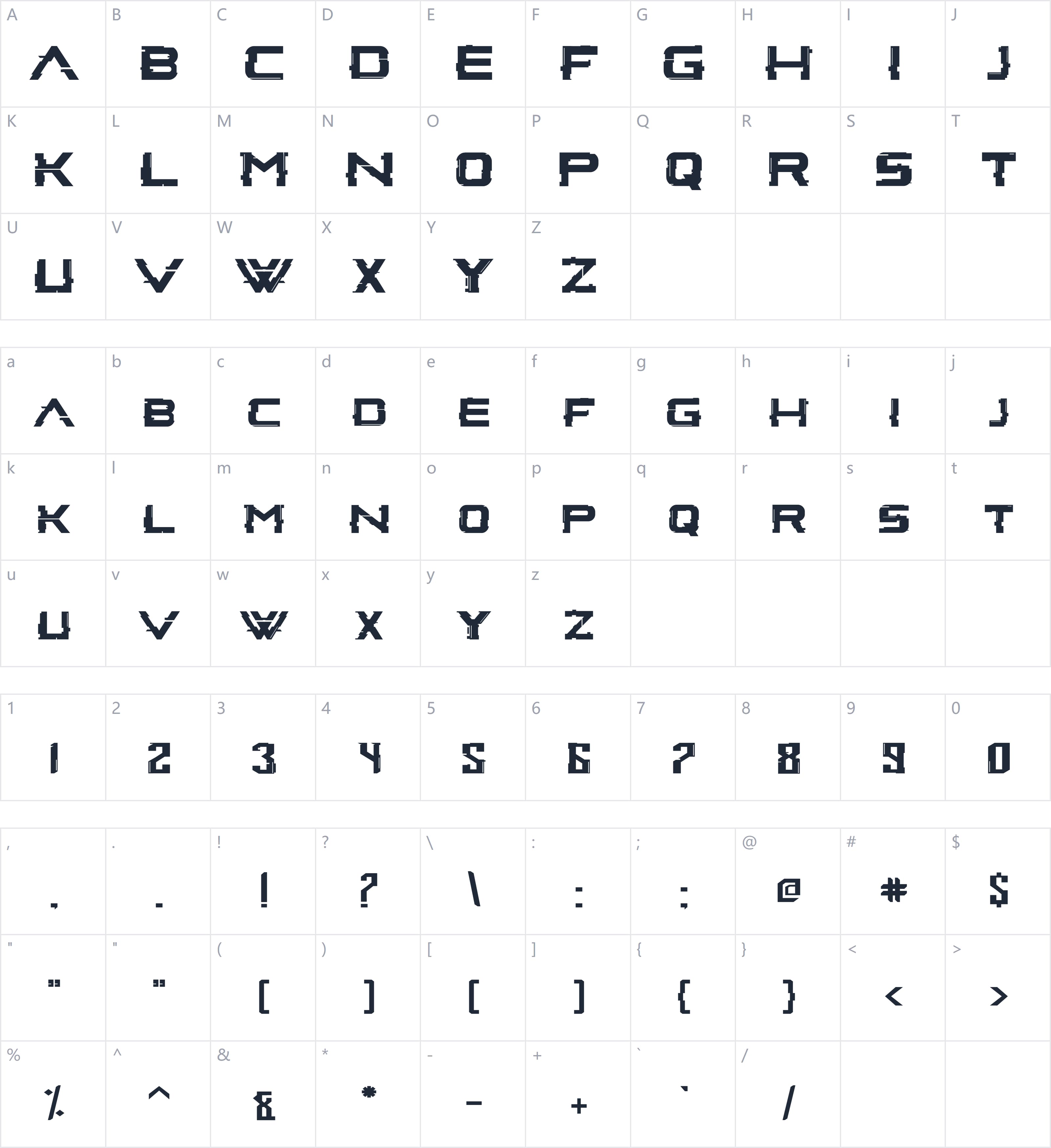 Glitch Inside字符映射图