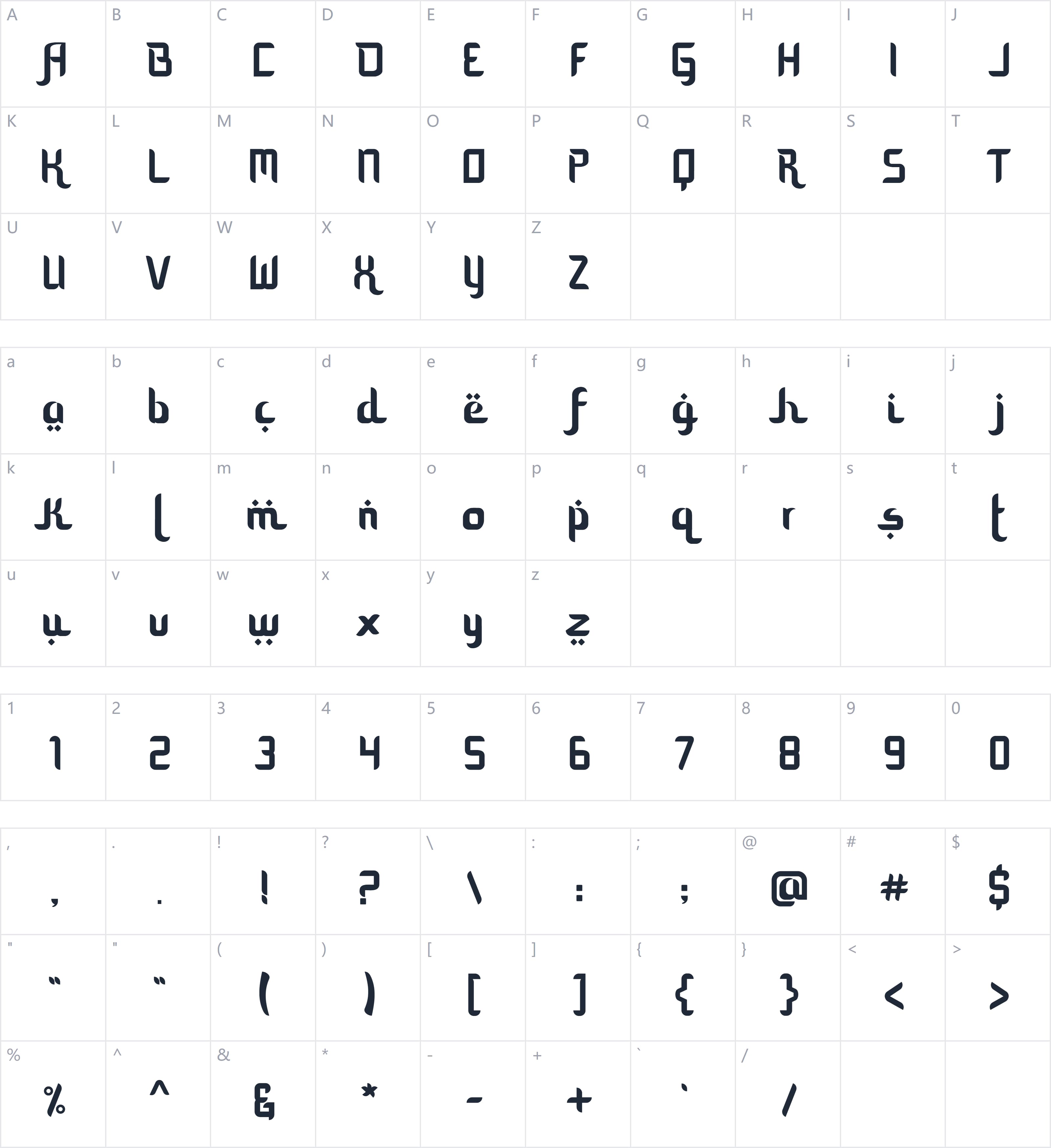 Mozaik Ramadhan字符映射图