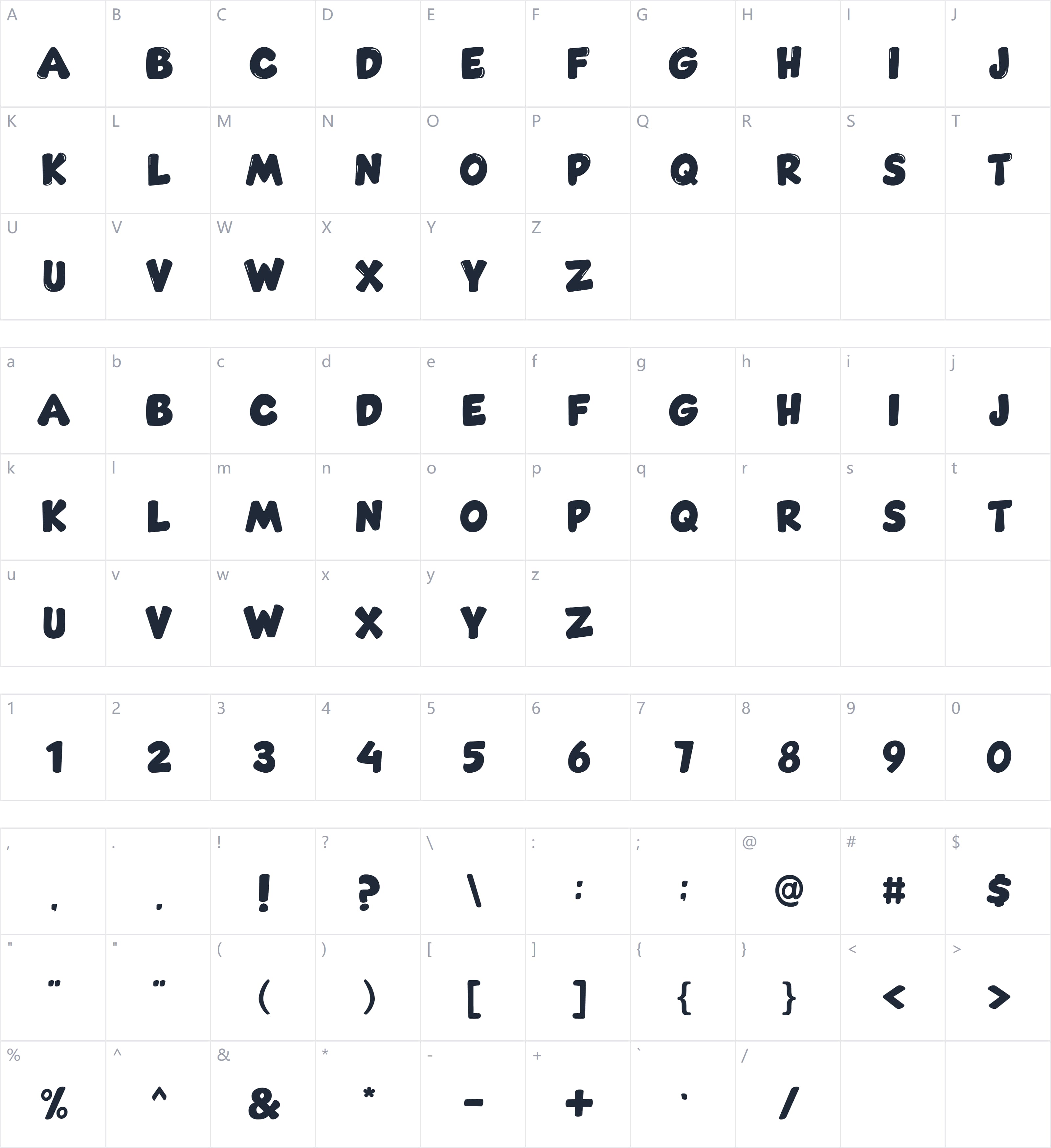 Comic Gecko字符映射图