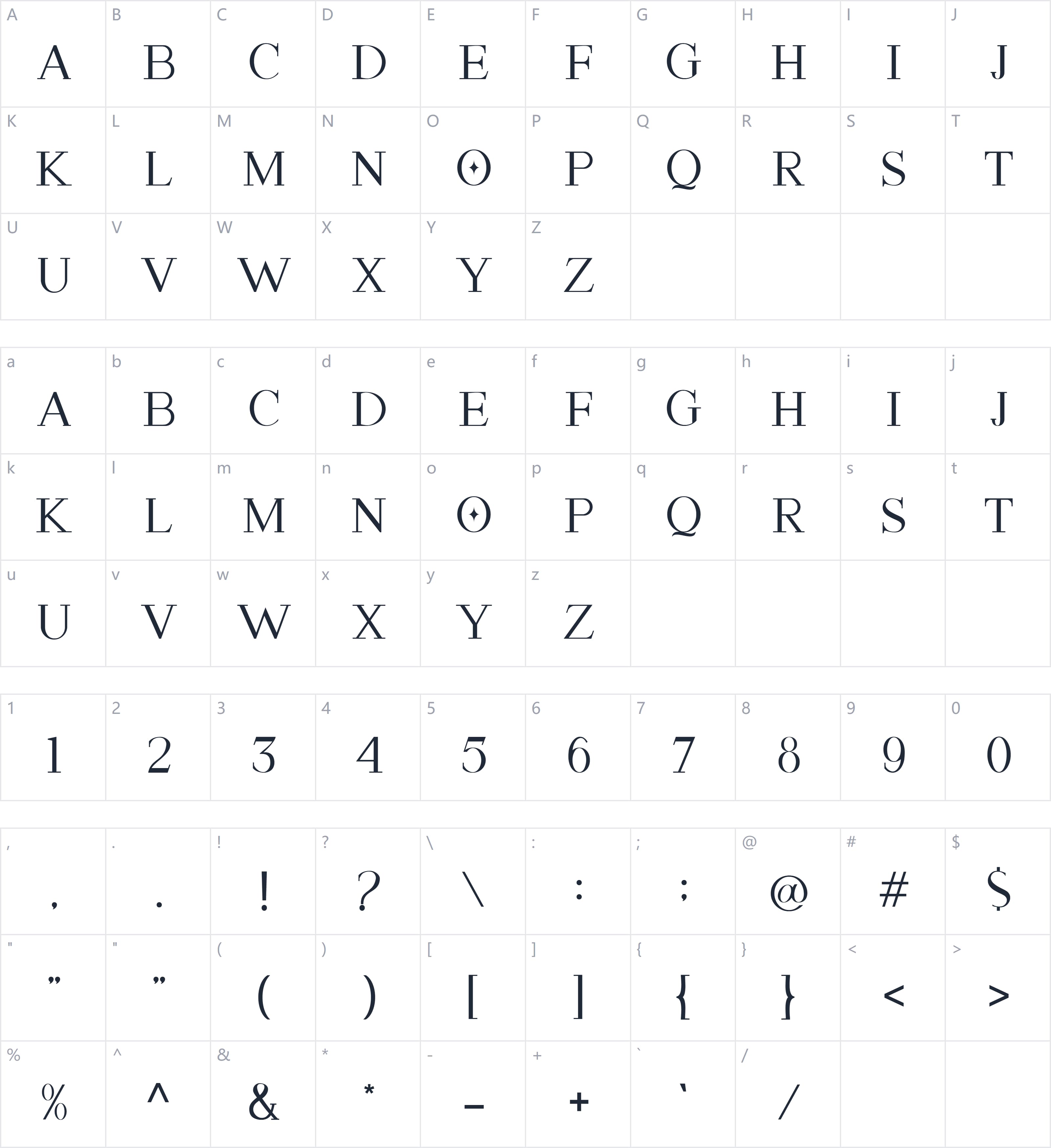 ASTON CALVIN字符映射图