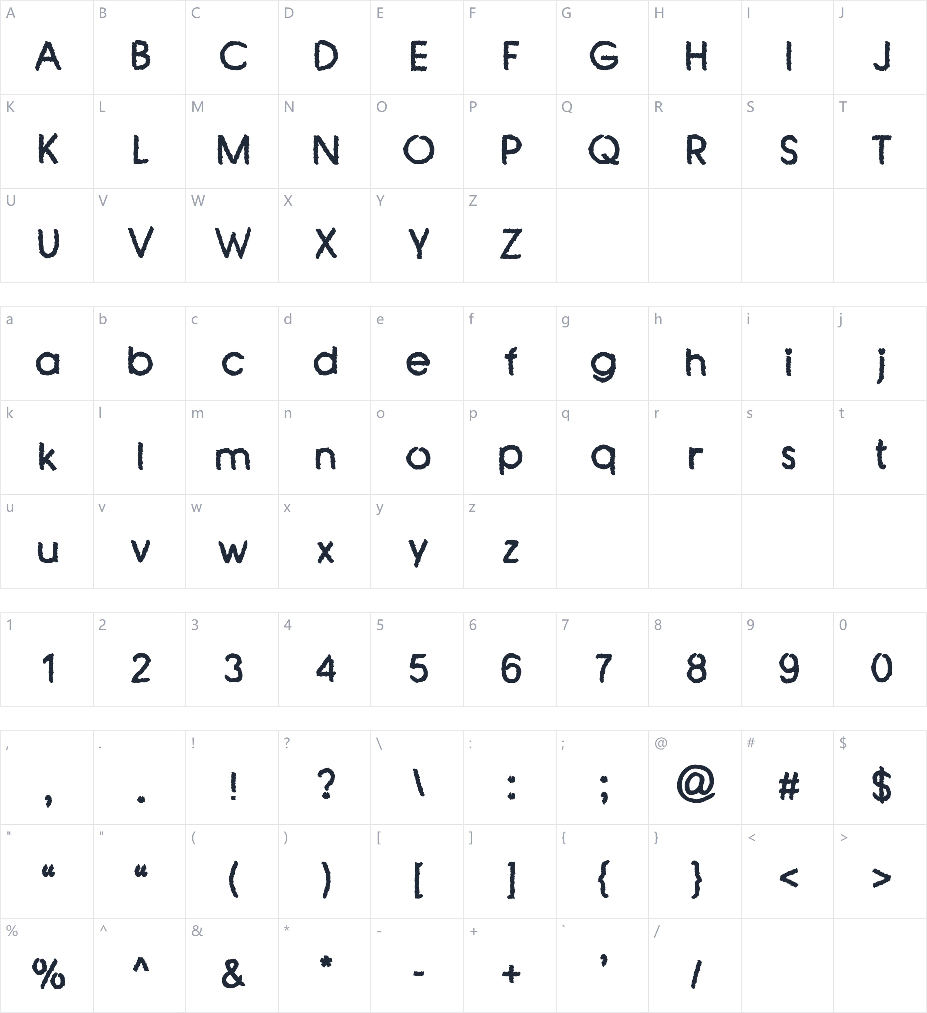 Crayon Pastel字符映射图