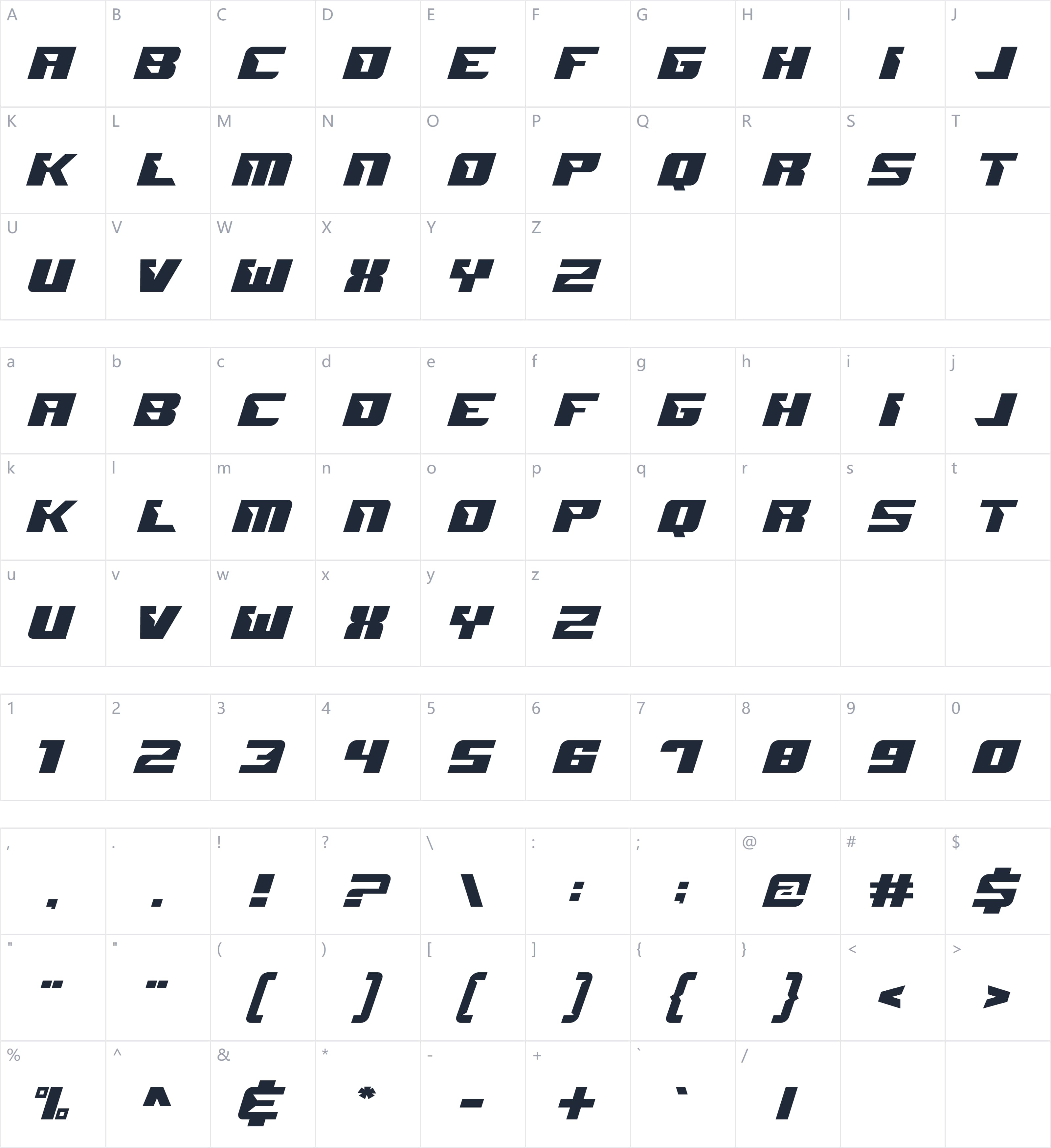 QUARTERBACK字符映射图