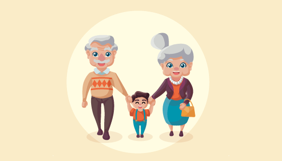 可爱的祖父母节矢量素材(EPS/AI/PNG)