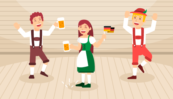 人们开心庆祝啤酒节矢量素材(EPS/AI)