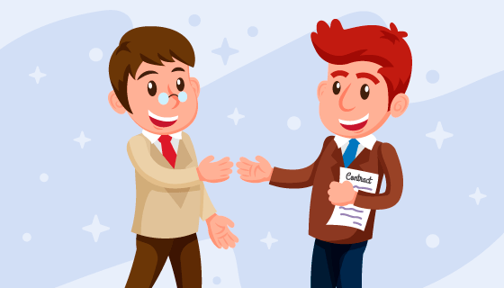 微笑的推销员与客户矢量素材(EPS/AI/PNG)