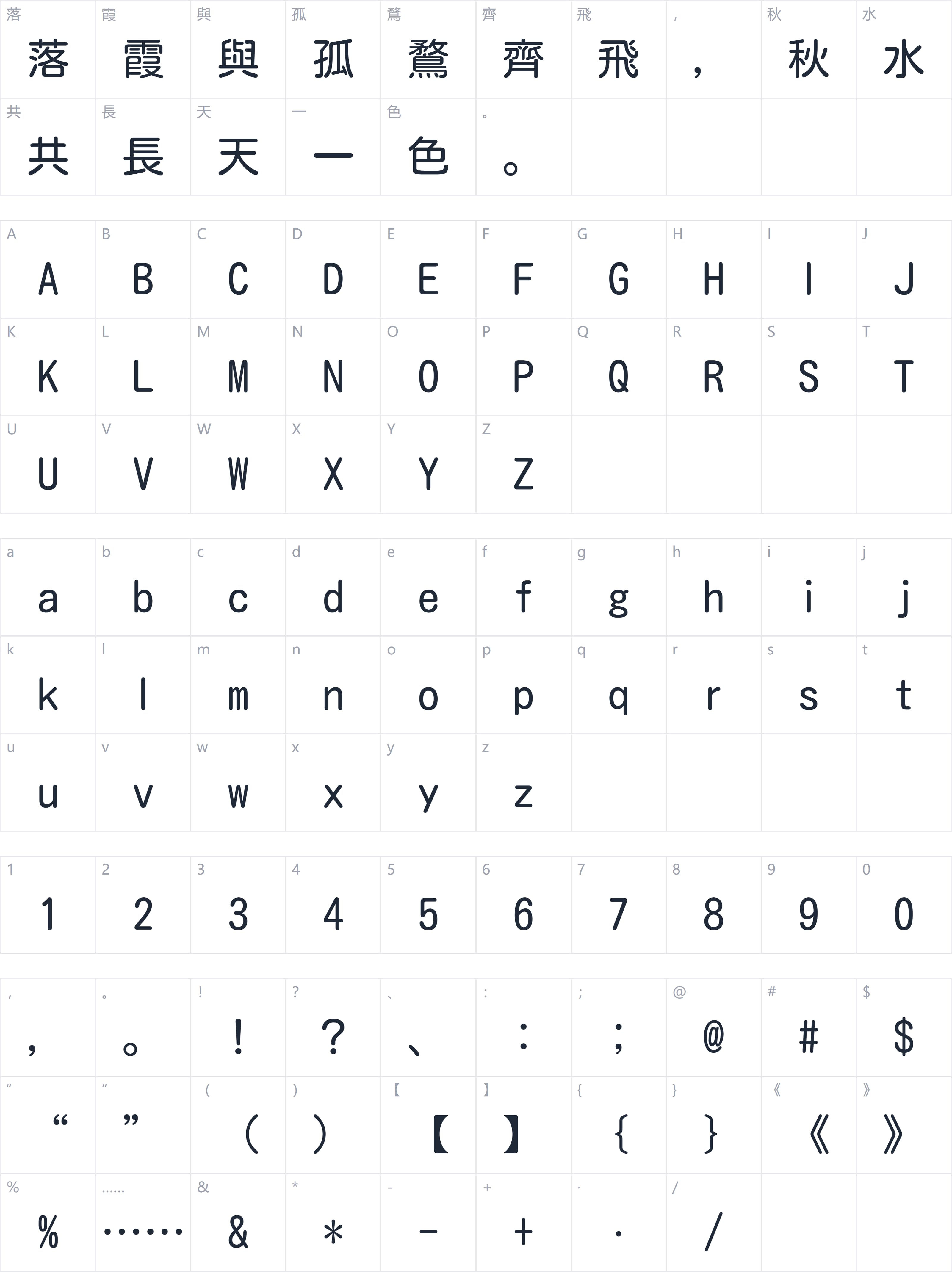 小杉丸字符映射图