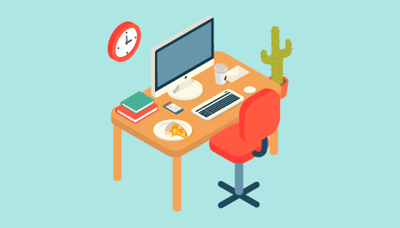 现代办公室办公桌矢量素材(EPS/AI/PNG)