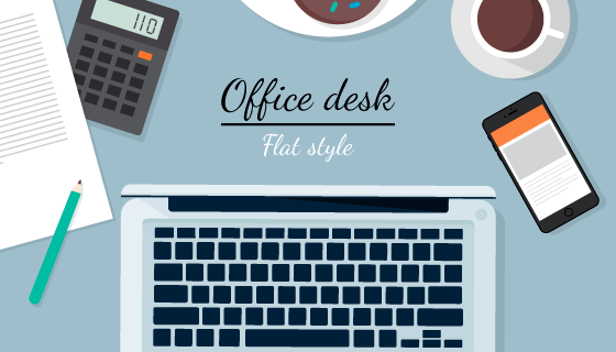 现代办公桌俯视视角矢量素材(EPS/AI)