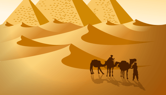 埃及沙漠景观矢量素材(EPS/AI)