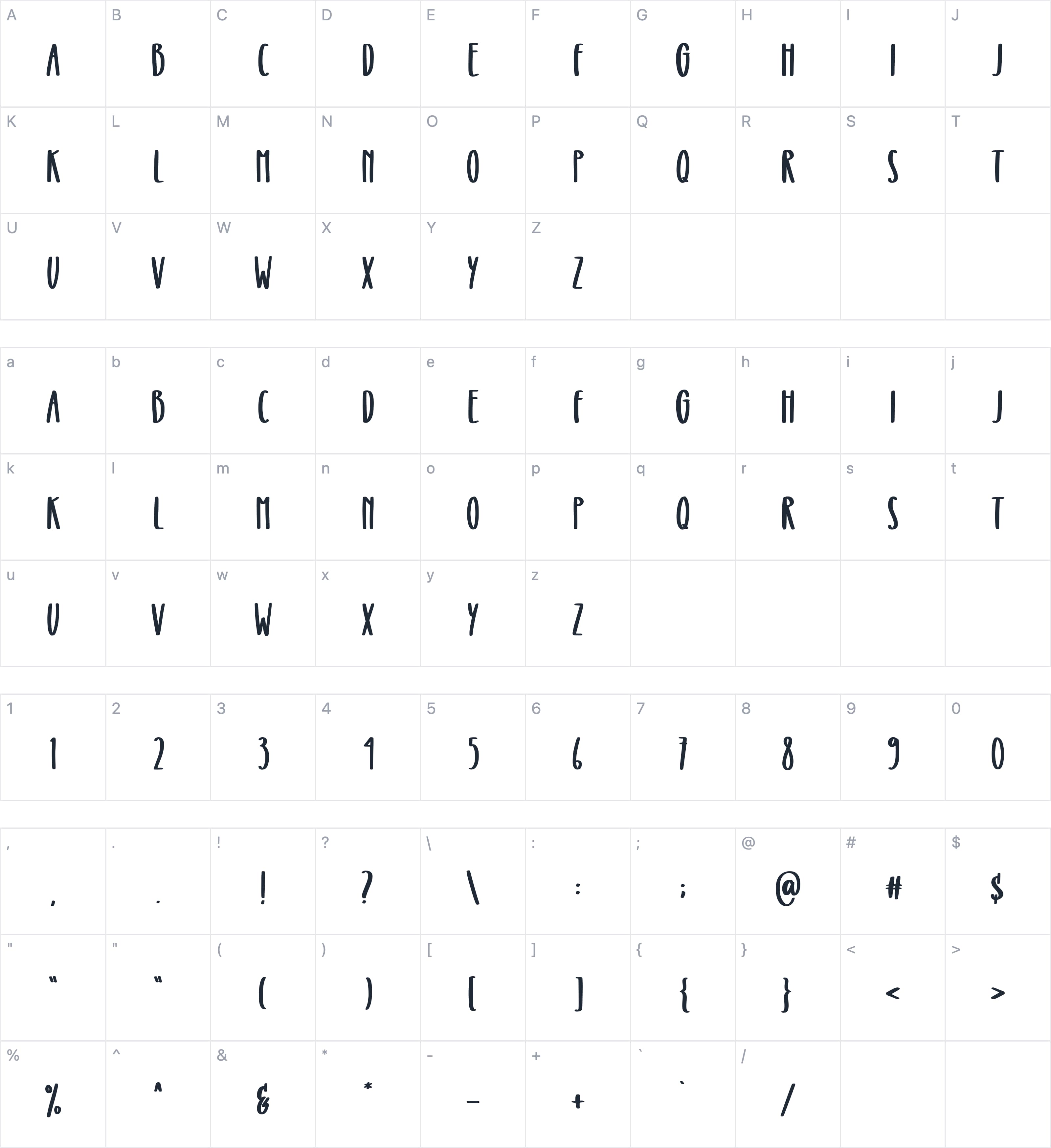 Glitter Winter Sans字符映射图