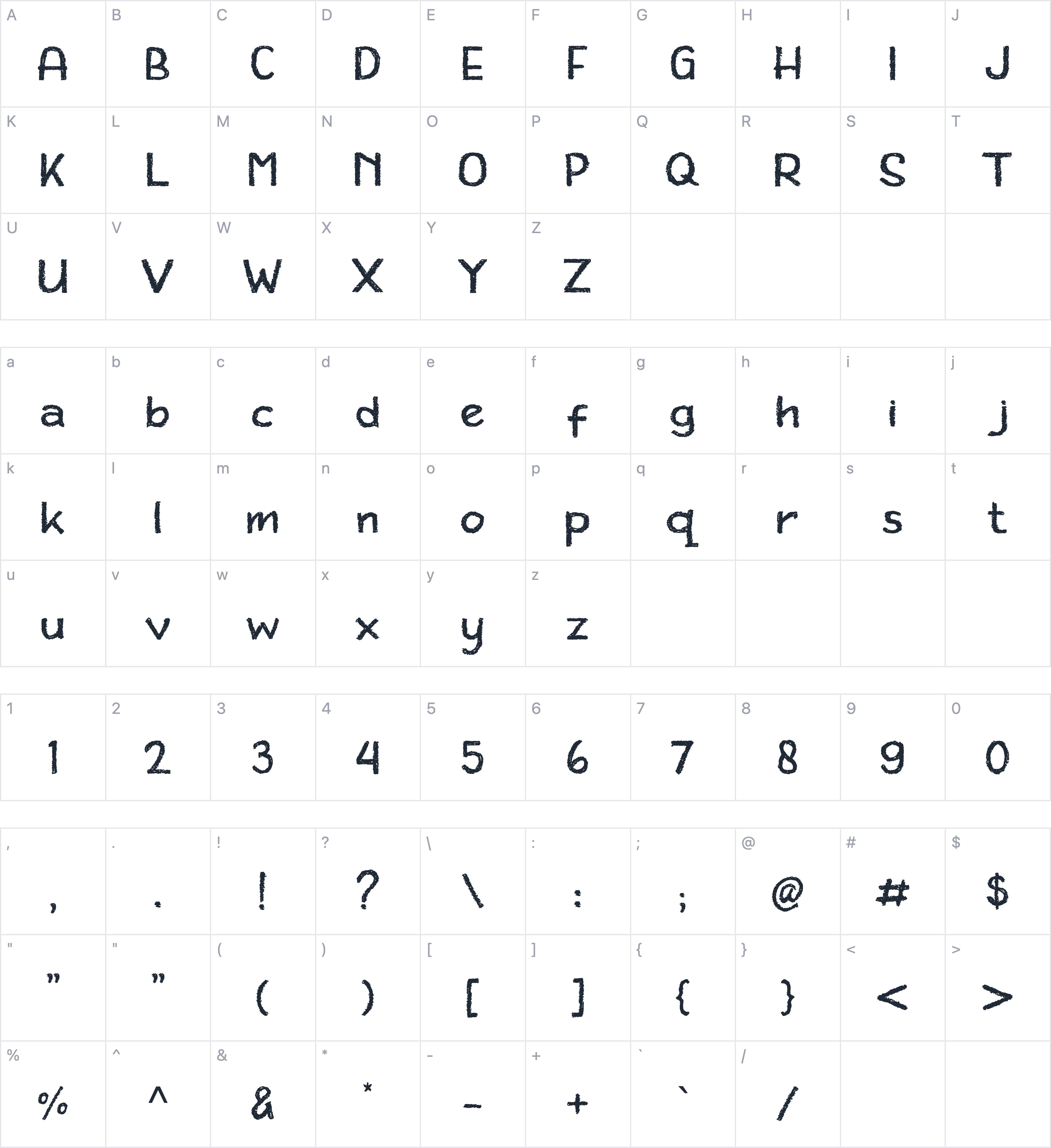 Crayone字符映射图