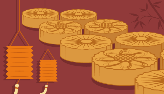 月饼设计中秋节背景矢量素材(EPS/AI)