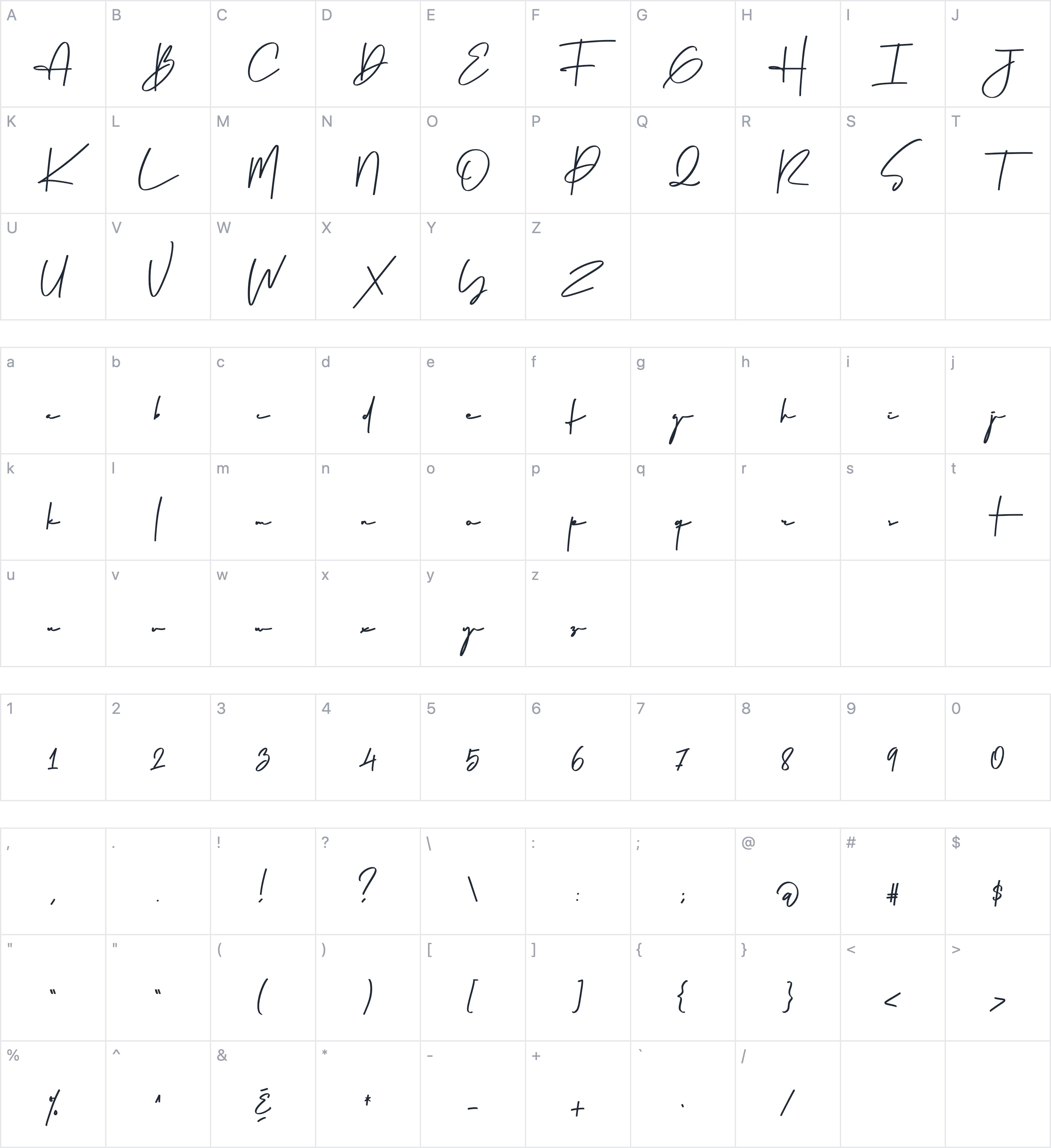 Winter Pen字符映射图