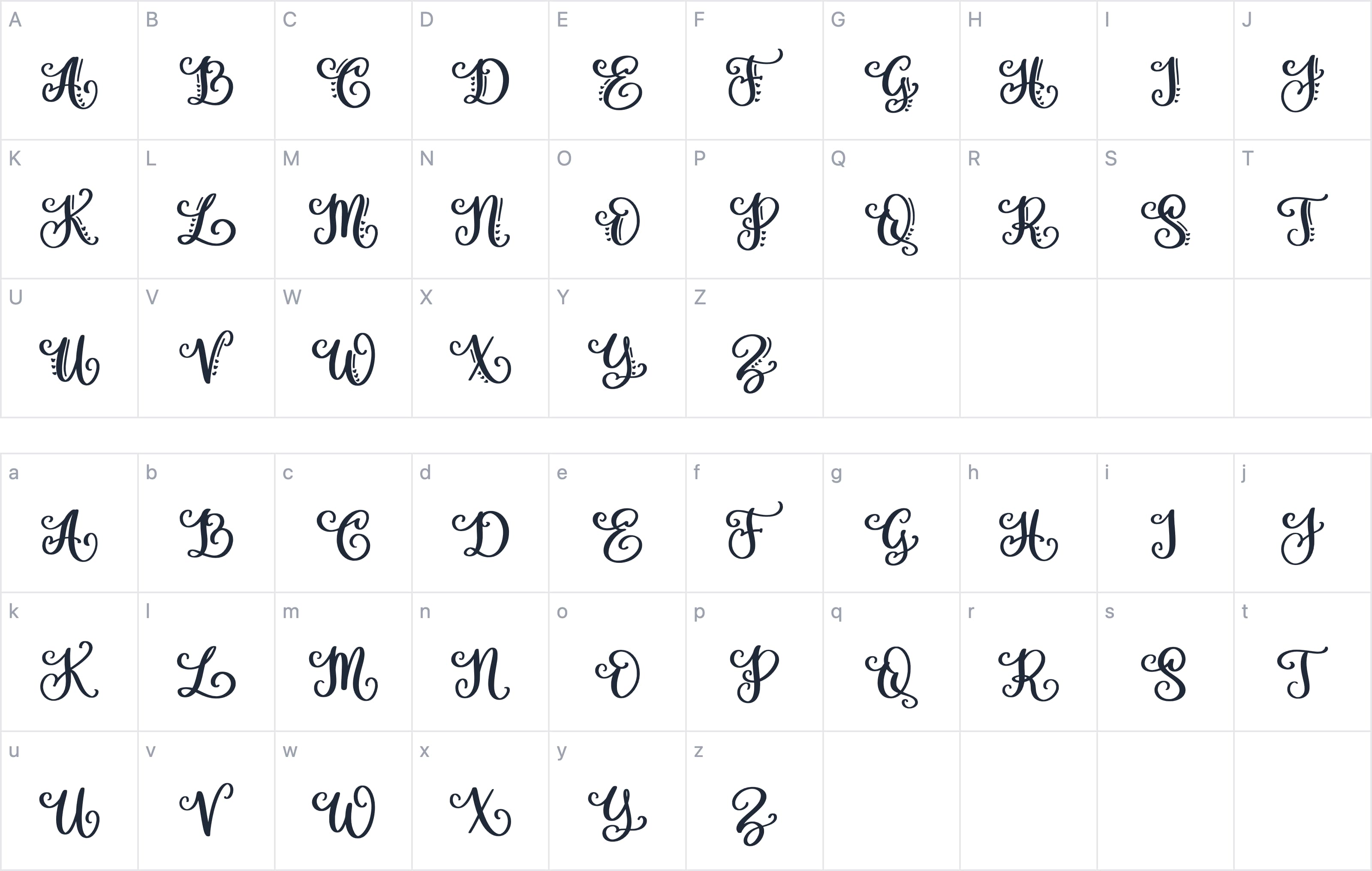 Amorah字符映射图