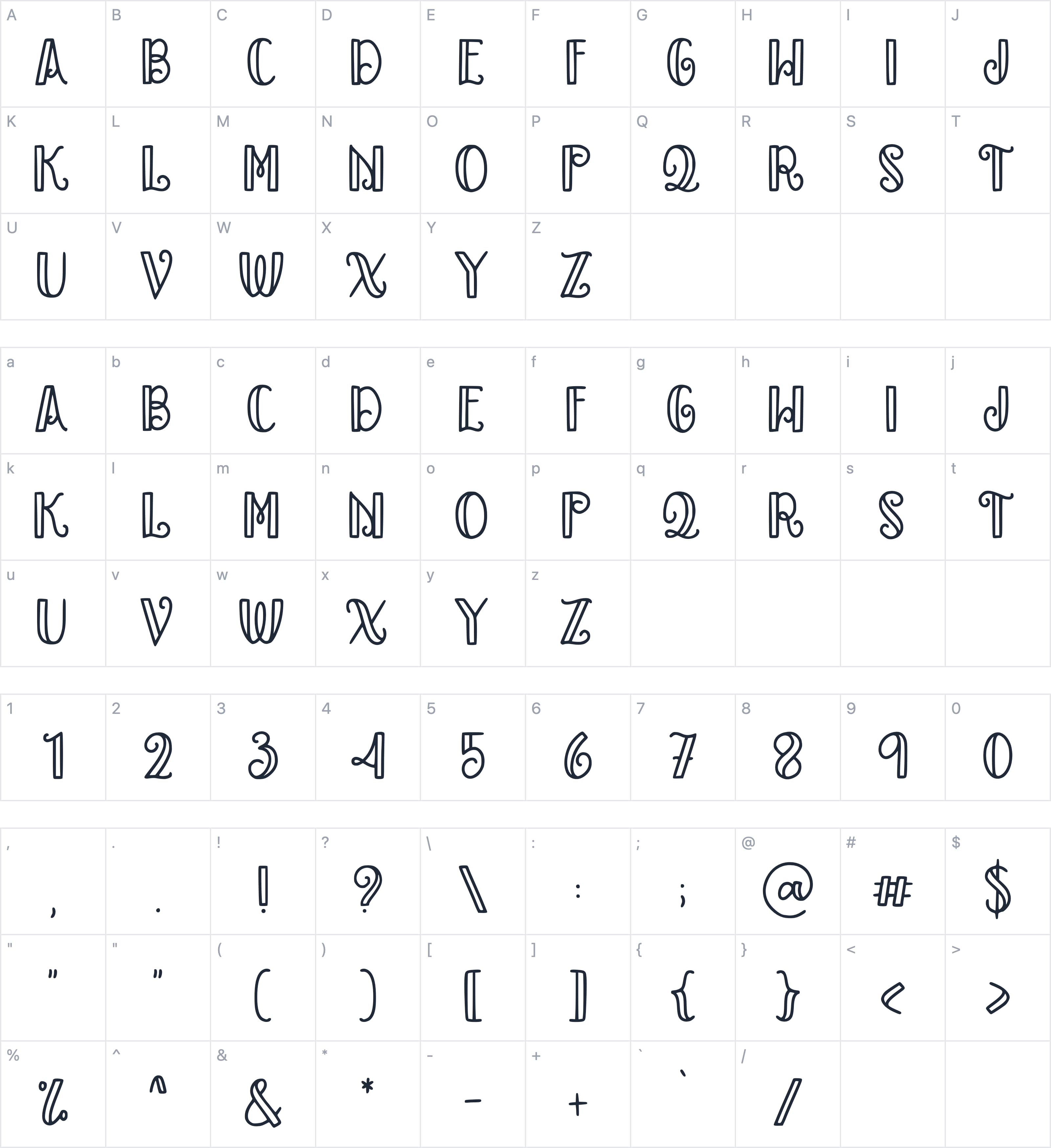 Baby Mayora Slab字符映射图