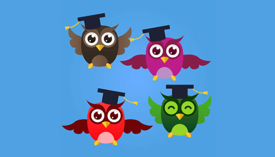 毕业快乐的猫头鹰矢量素材(EPS/PNG)