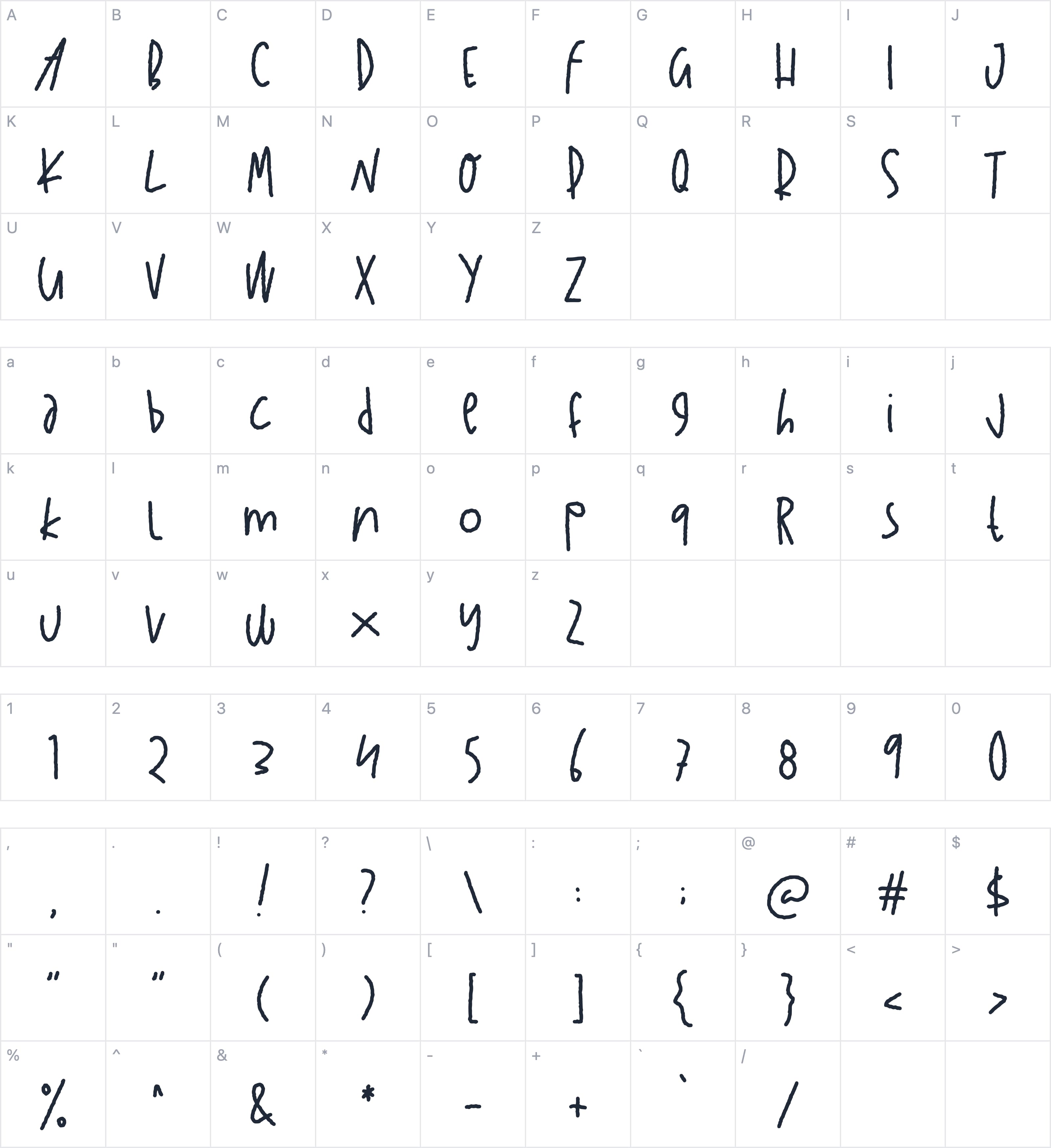 Farmhouse Children字符映射图