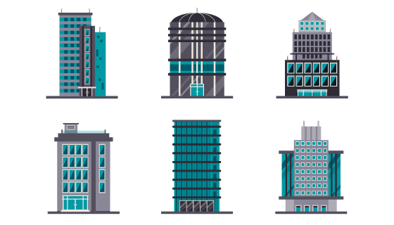 现代办公大楼矢量素材(EPS/AI/PNG)