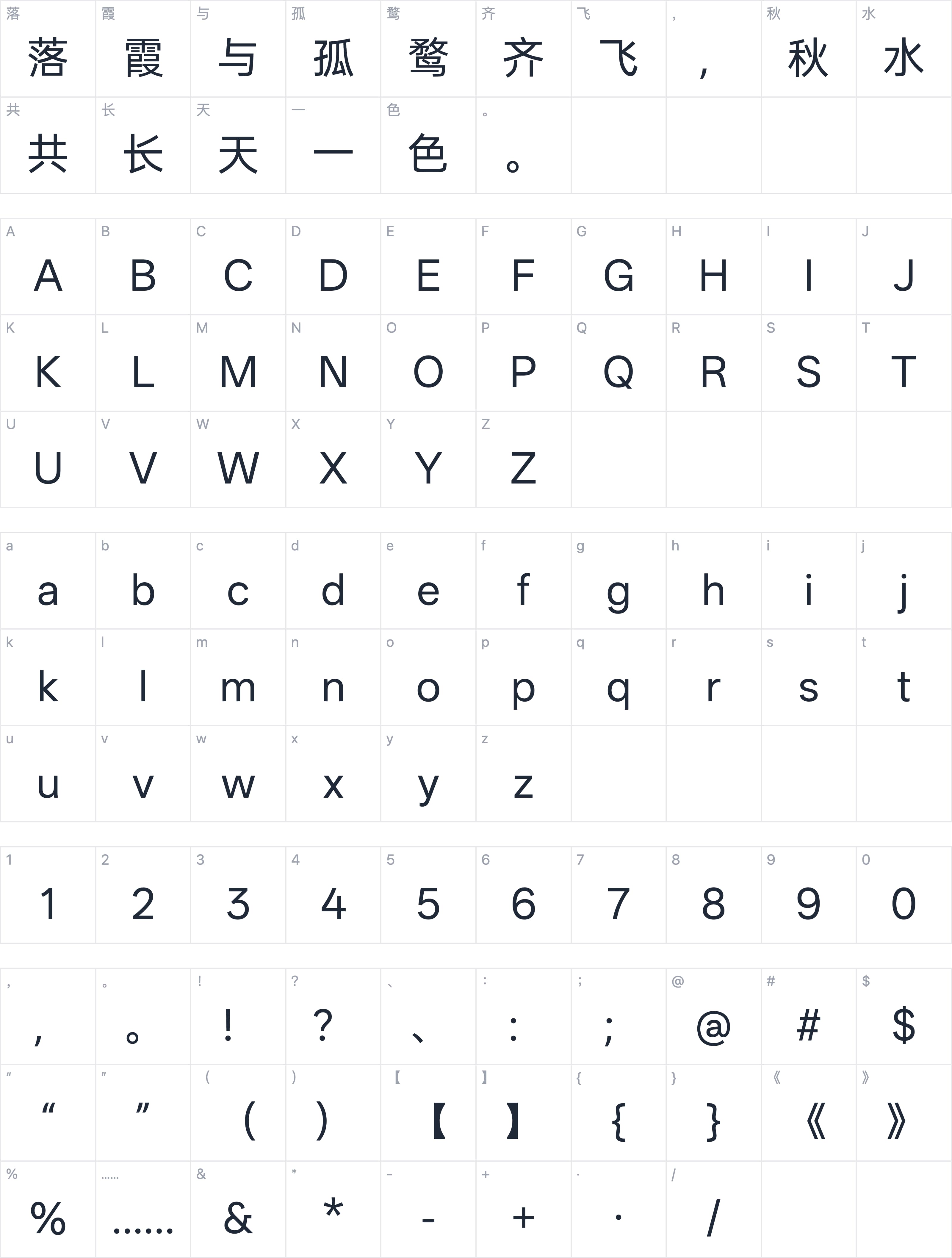 OPPO Sans 4.0字符映射图