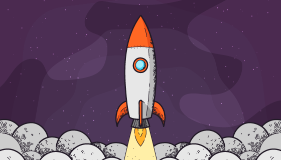 手绘宇宙飞船背景矢量素材(EPS/AI)