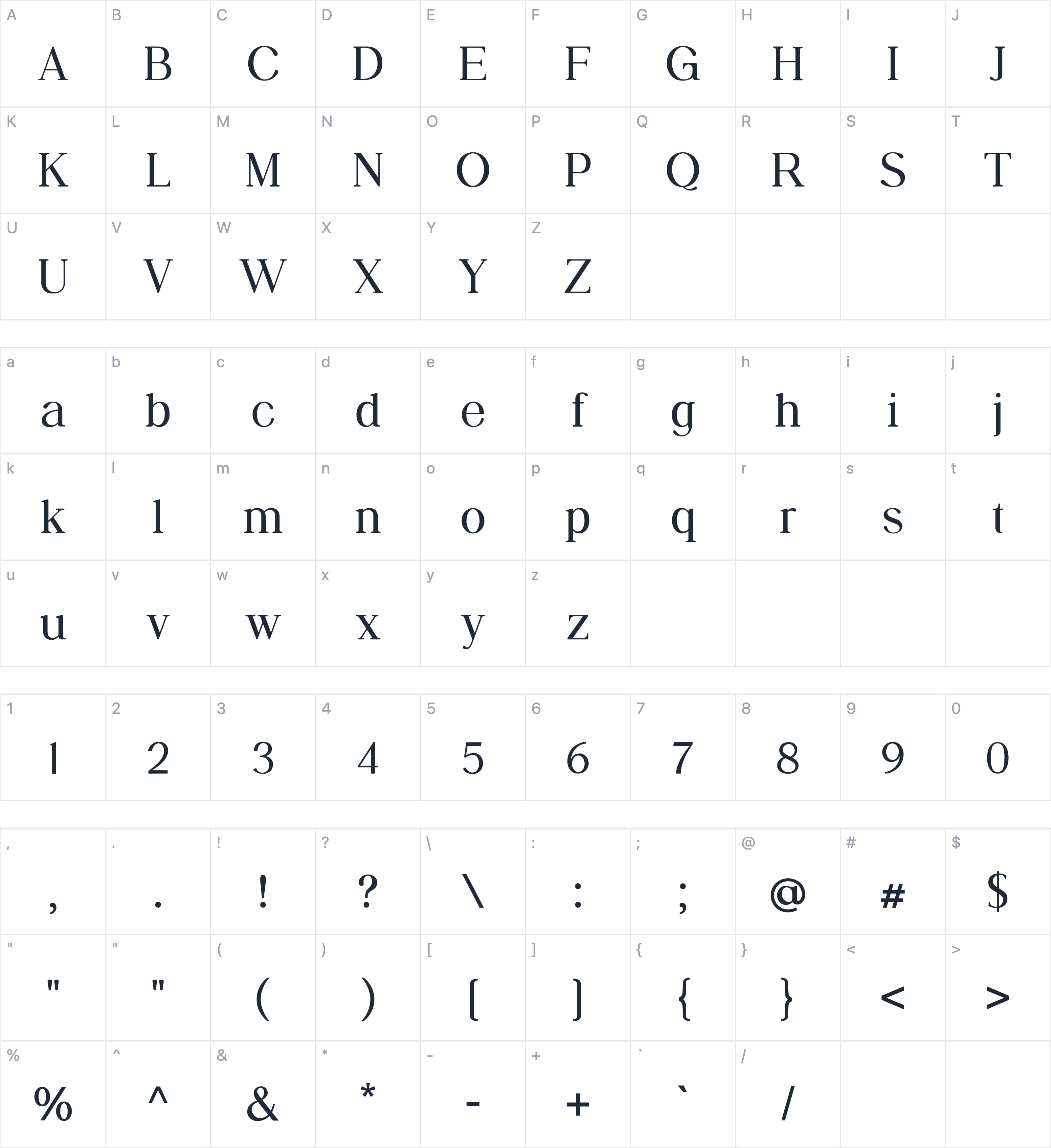 Nostalgic Whispers字符映射图