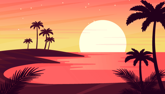 夏季景观背景矢量素材(EPS/AI)