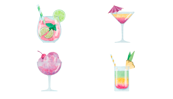 水彩风格夏日饮品矢量素材(EPS/AI/PNG)