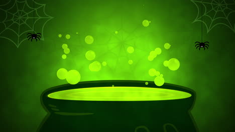 冒着气泡的绿色药水万圣节背景动画