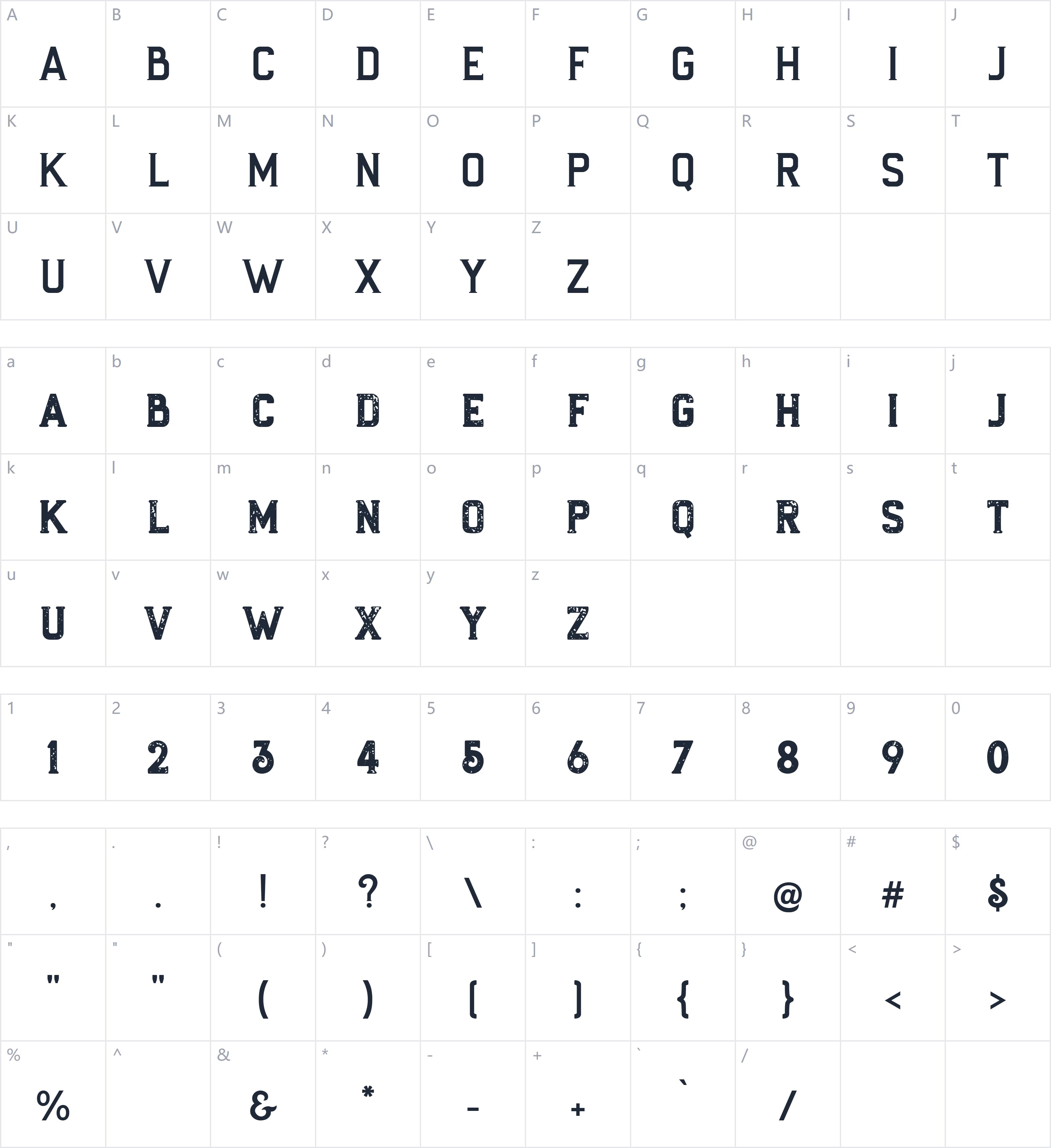 rough flannel字符映射图
