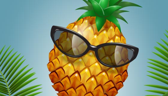 夏日戴眼镜的菠萝矢量素材(EPS)