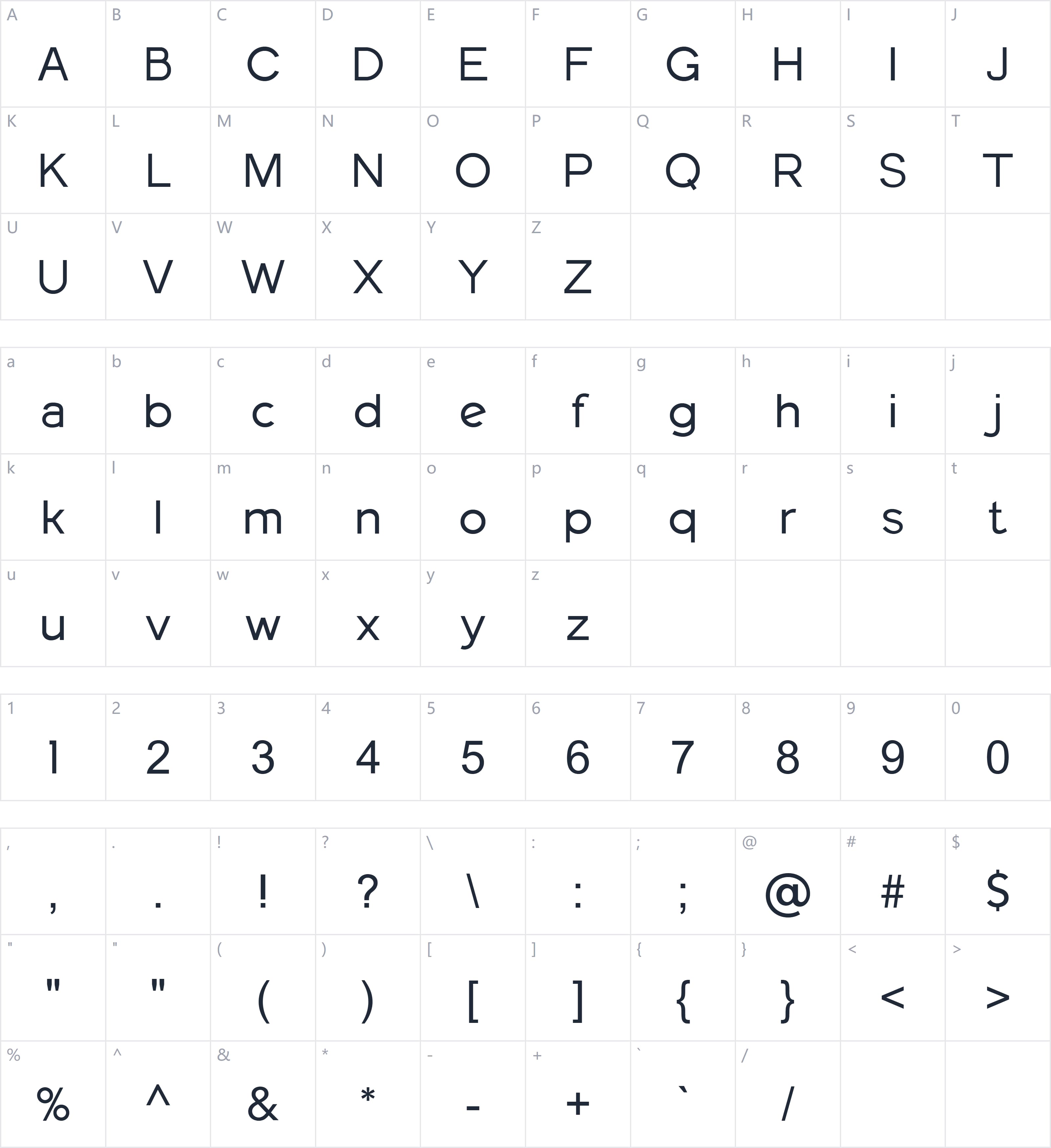 Fieldstones字符映射图