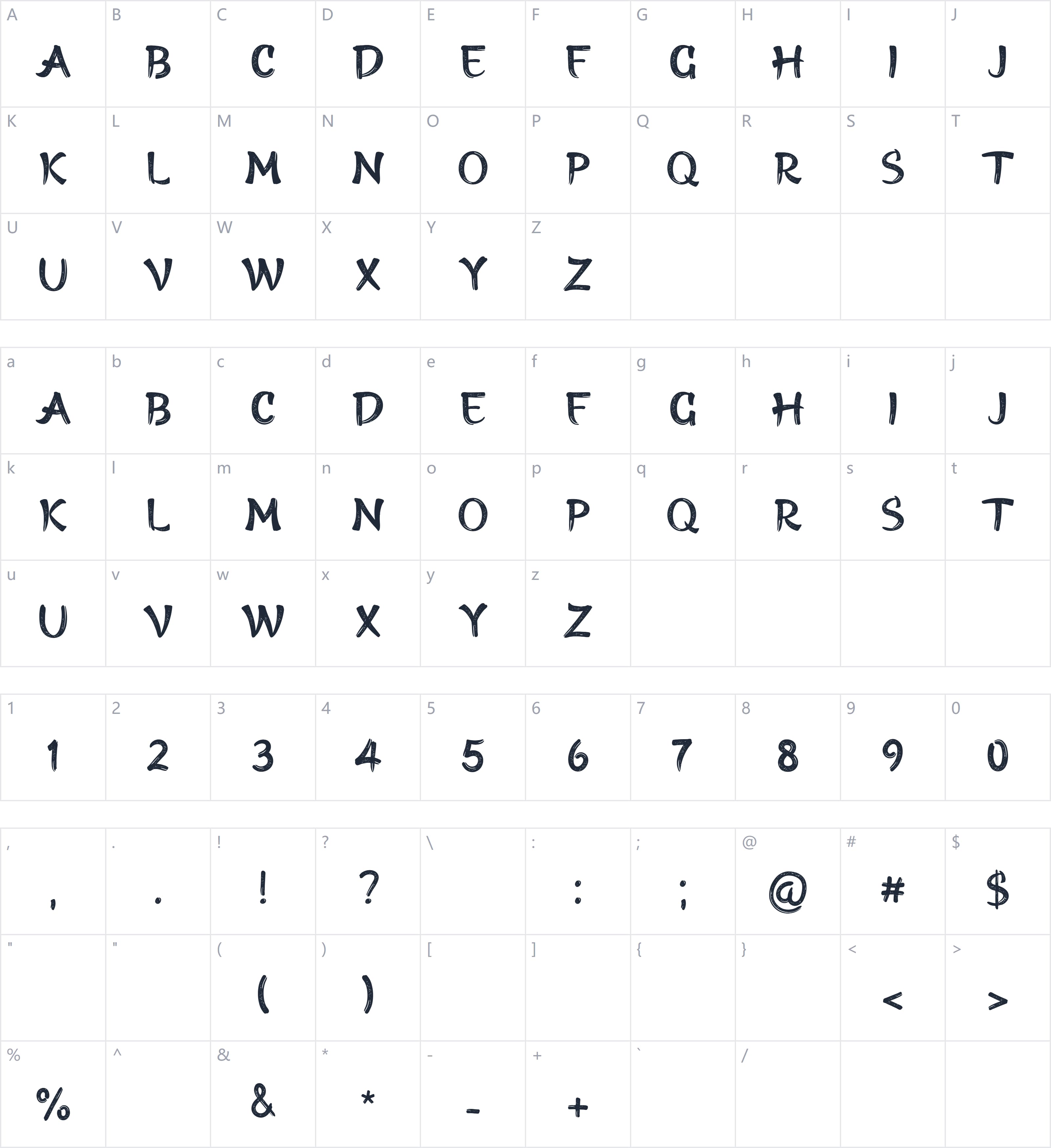 Hiro Misake字符映射图