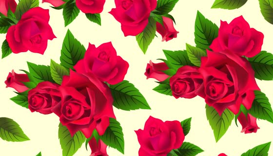 红玫瑰图案背景矢量素材(EPS/PNG)