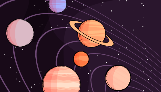 手绘太阳系矢量素材(EPS/AI)