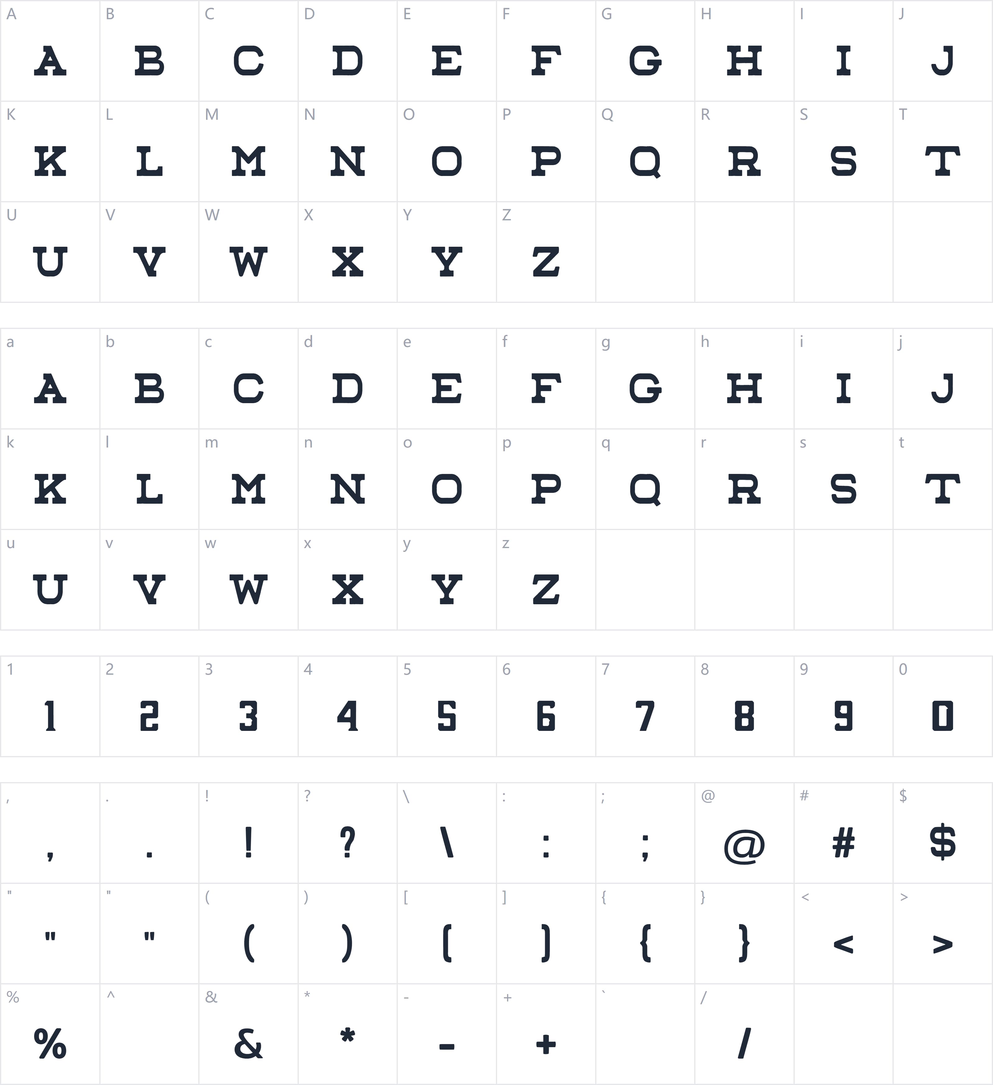 Cowboy Wildwest字符映射图