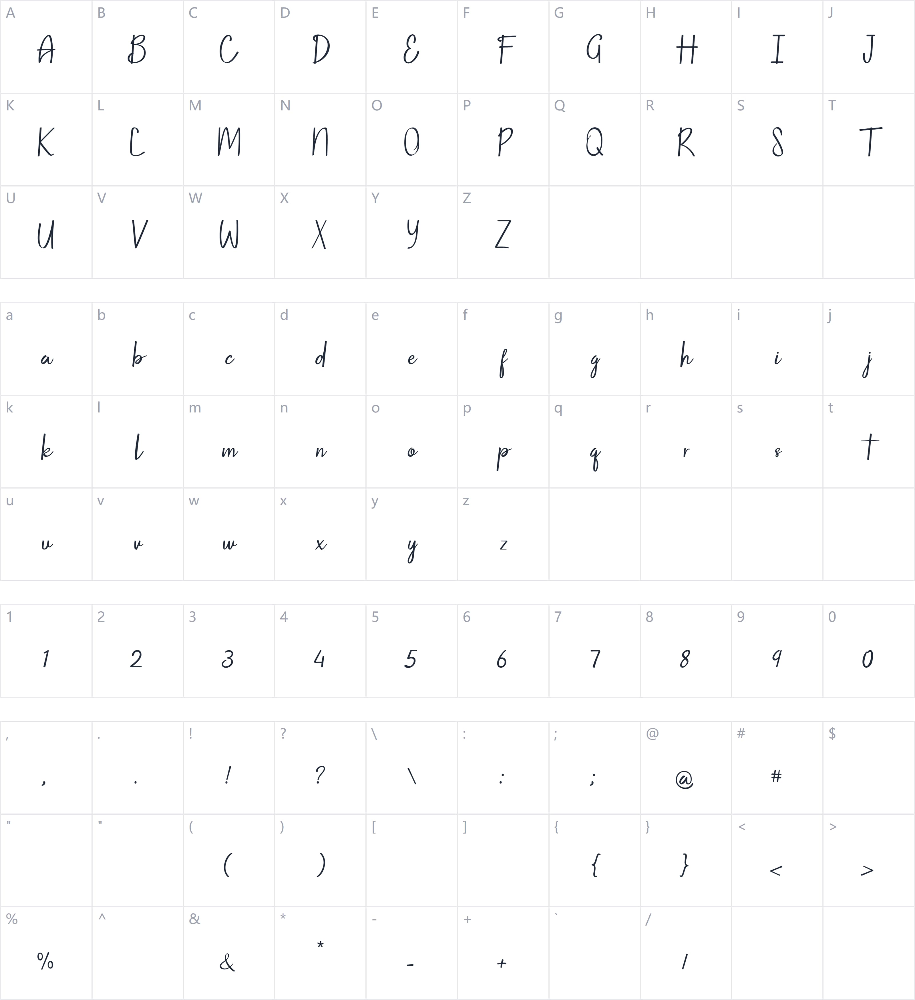 Amsterdam Bridge字符映射图