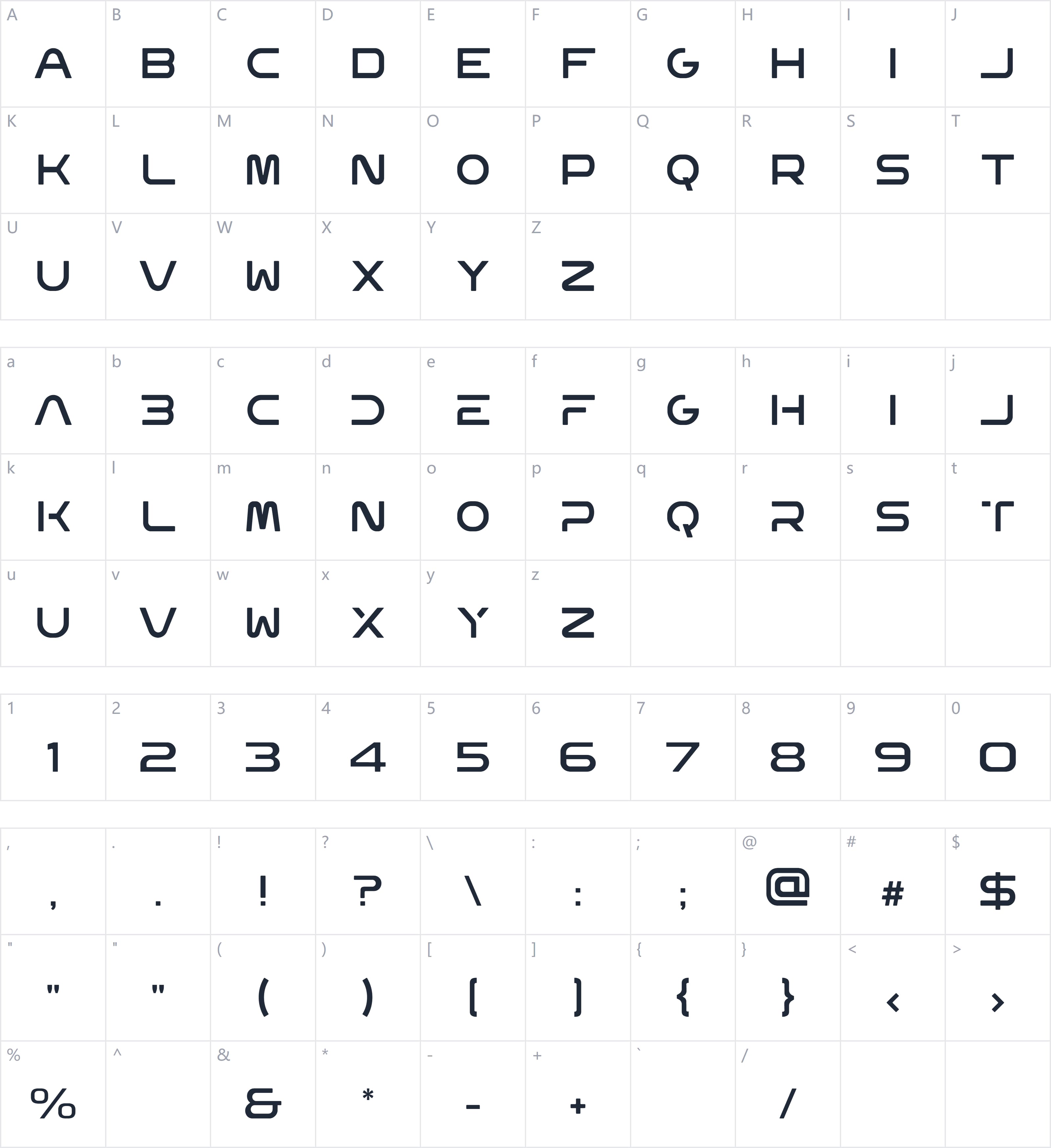 Valko Capela字符映射图