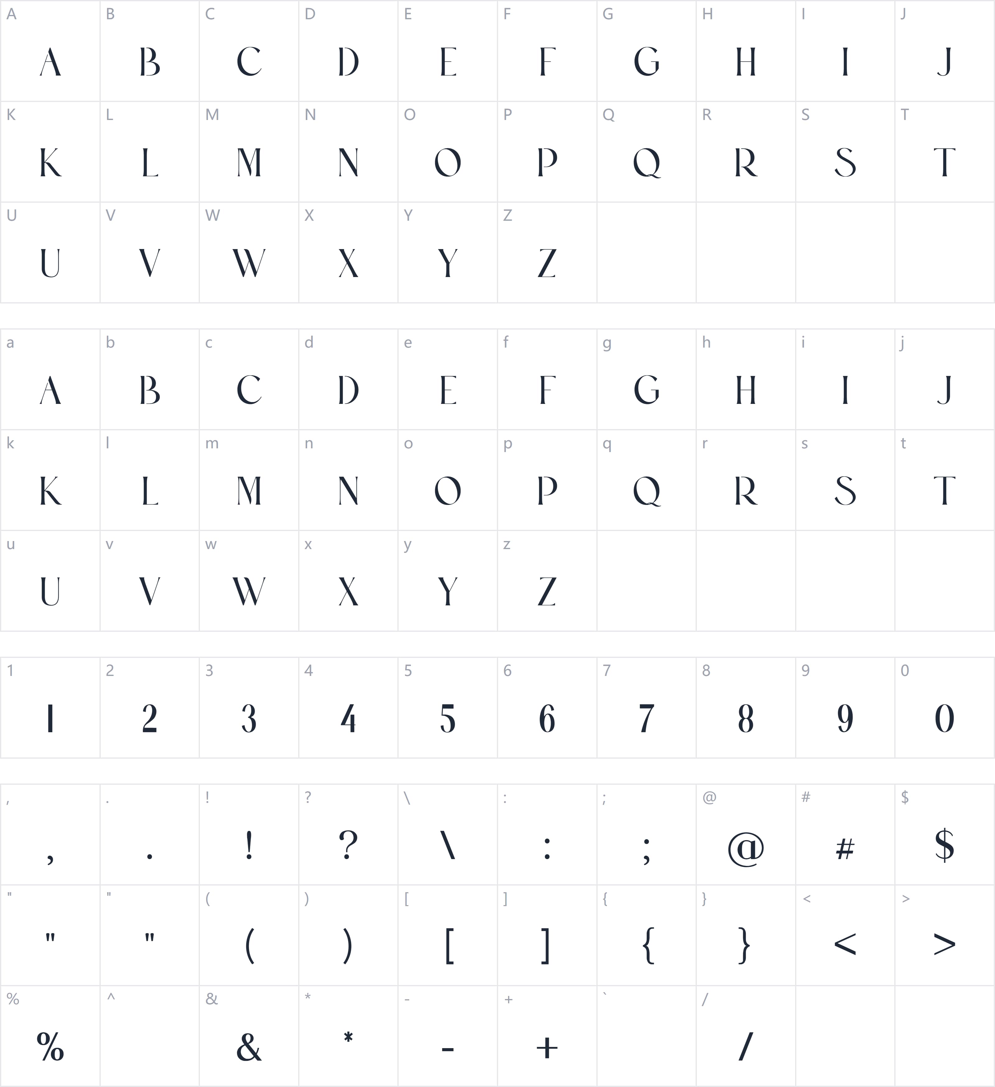 Bohemian Stylish字符映射图