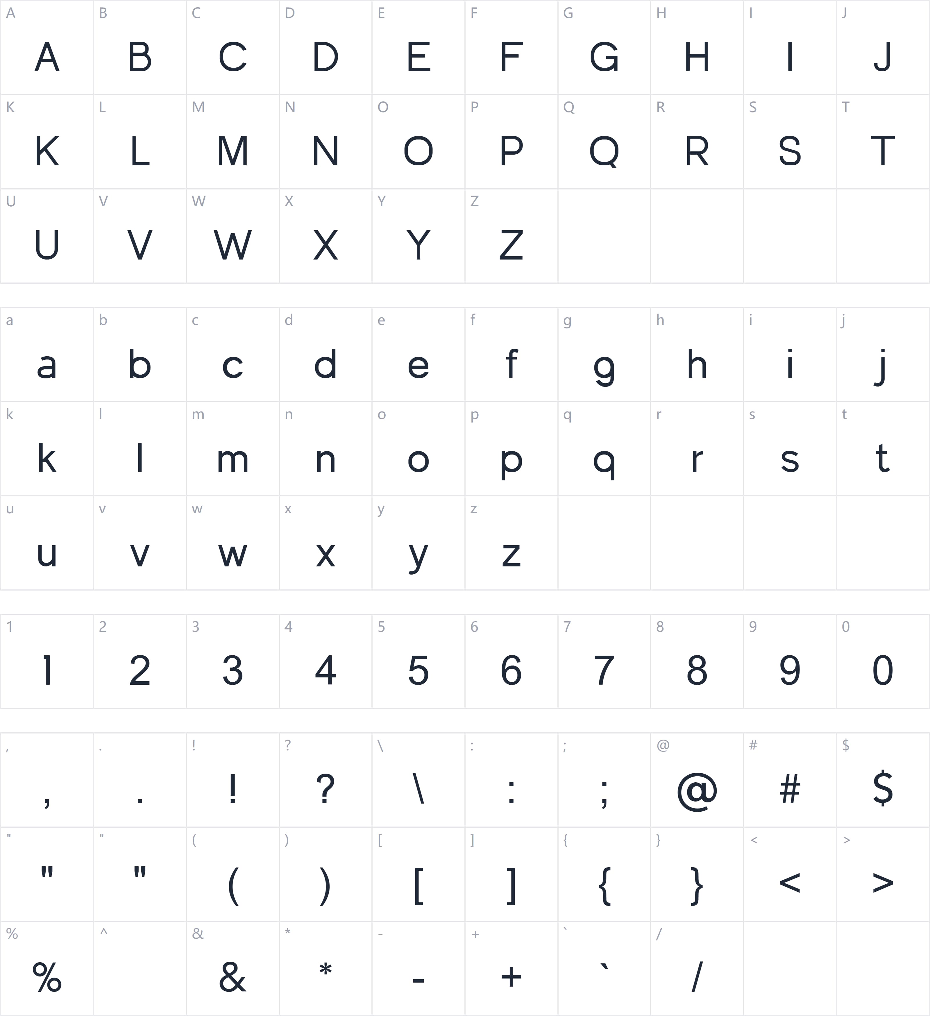 Quicklime字符映射图