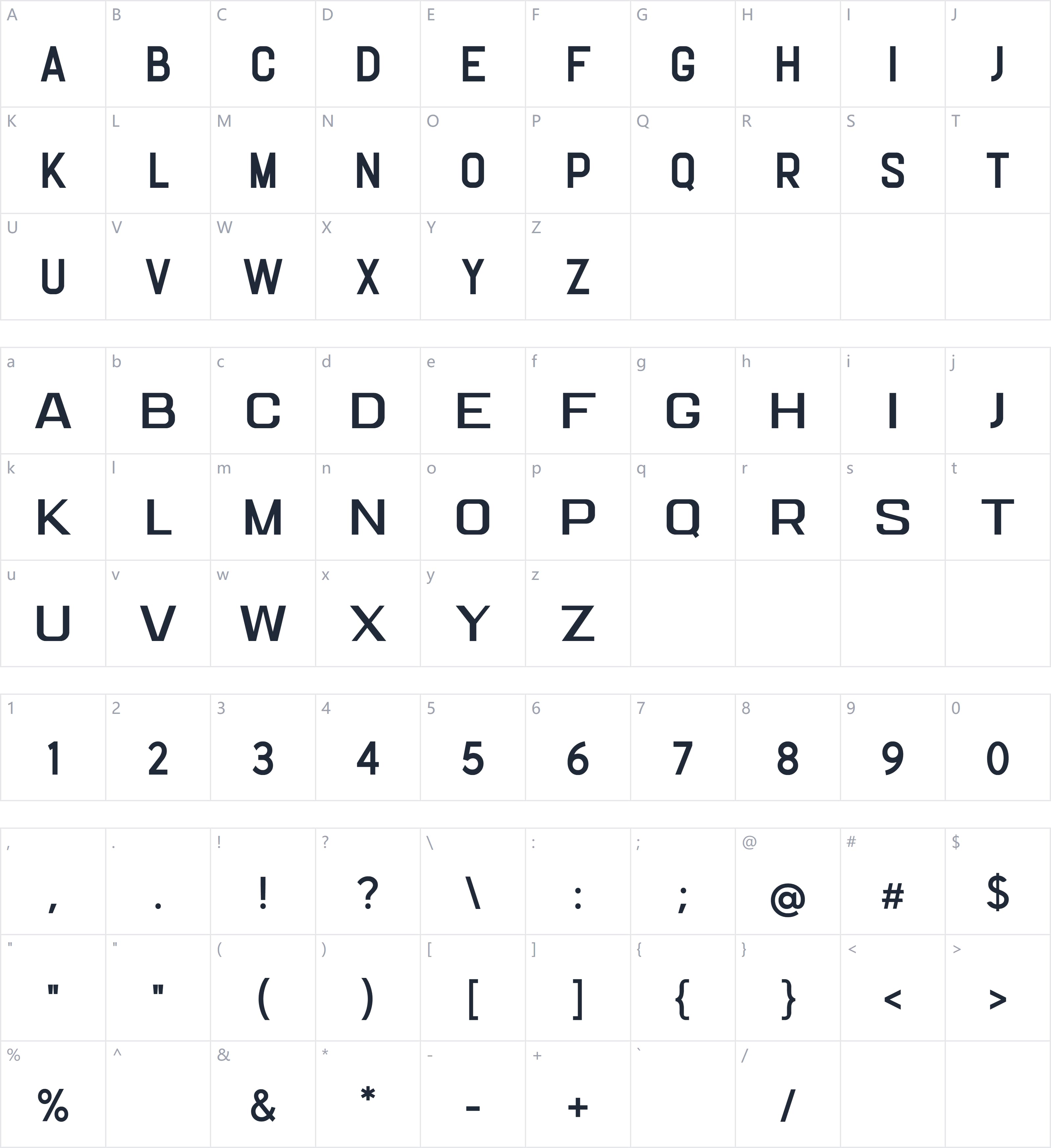 Langostions字符映射图