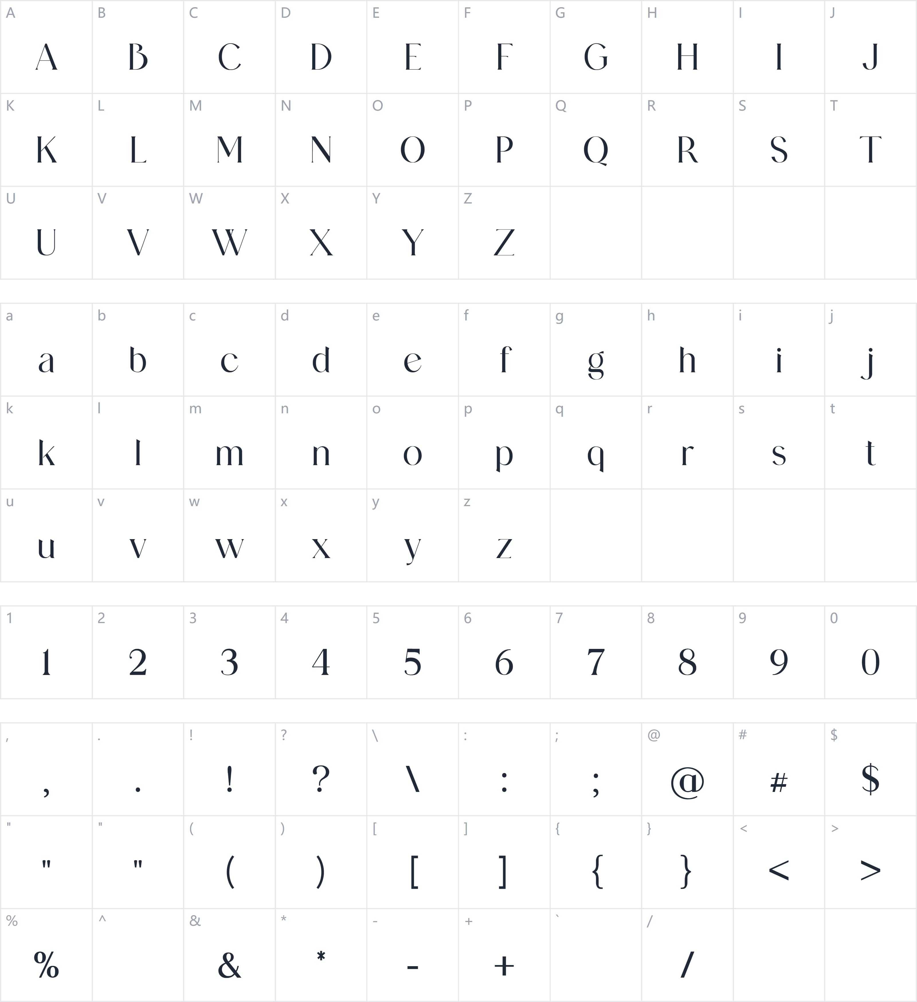 Luxiachy字符映射图