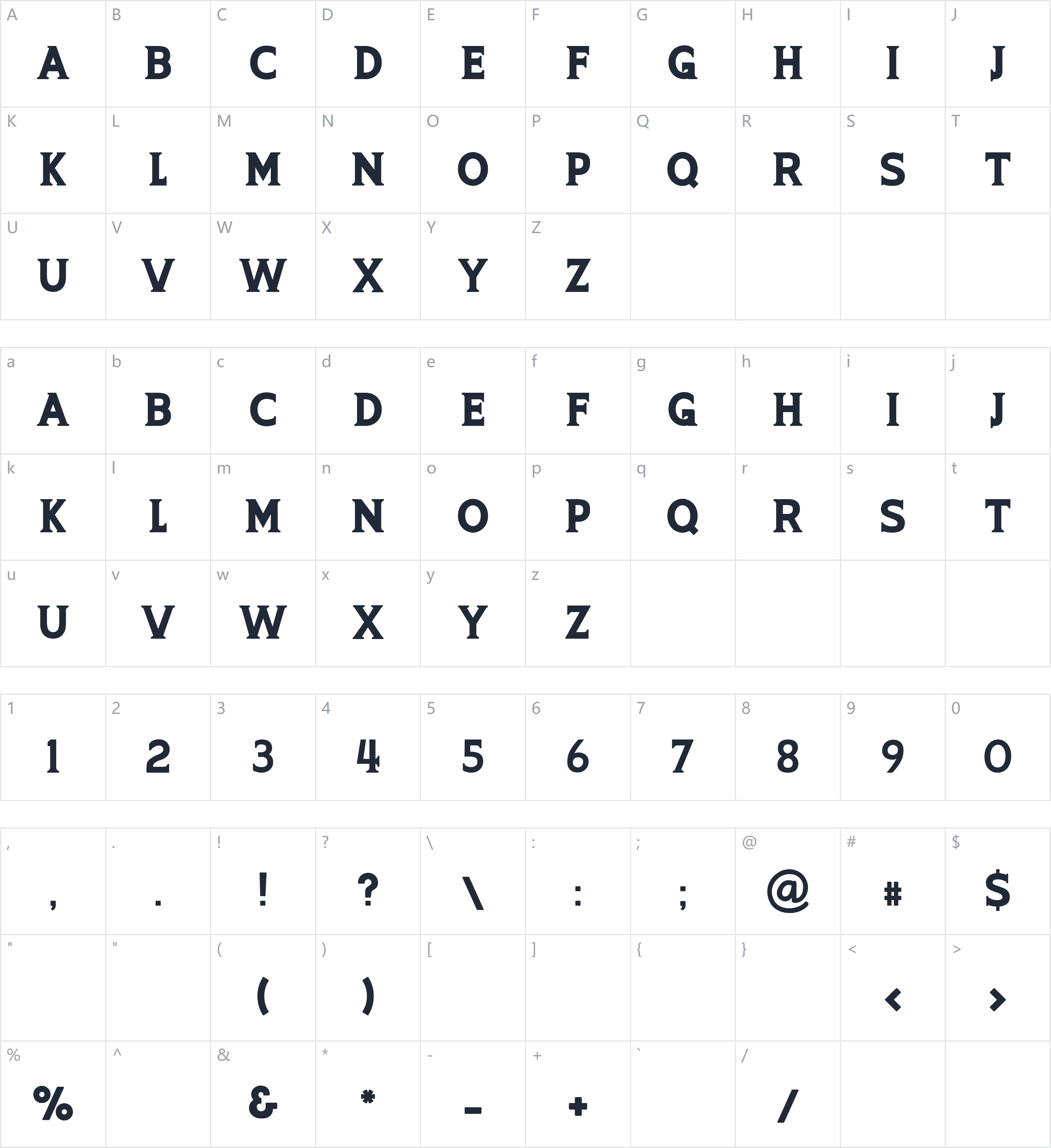 ARMADIRA字符映射图