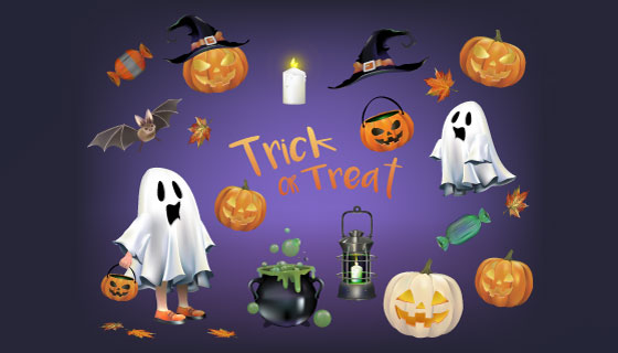 万圣节元素矢量素材(EPS/PNG)