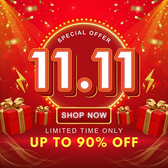 金色纸屑和礼盒设计双十一购物节促销图片素材(JPG)